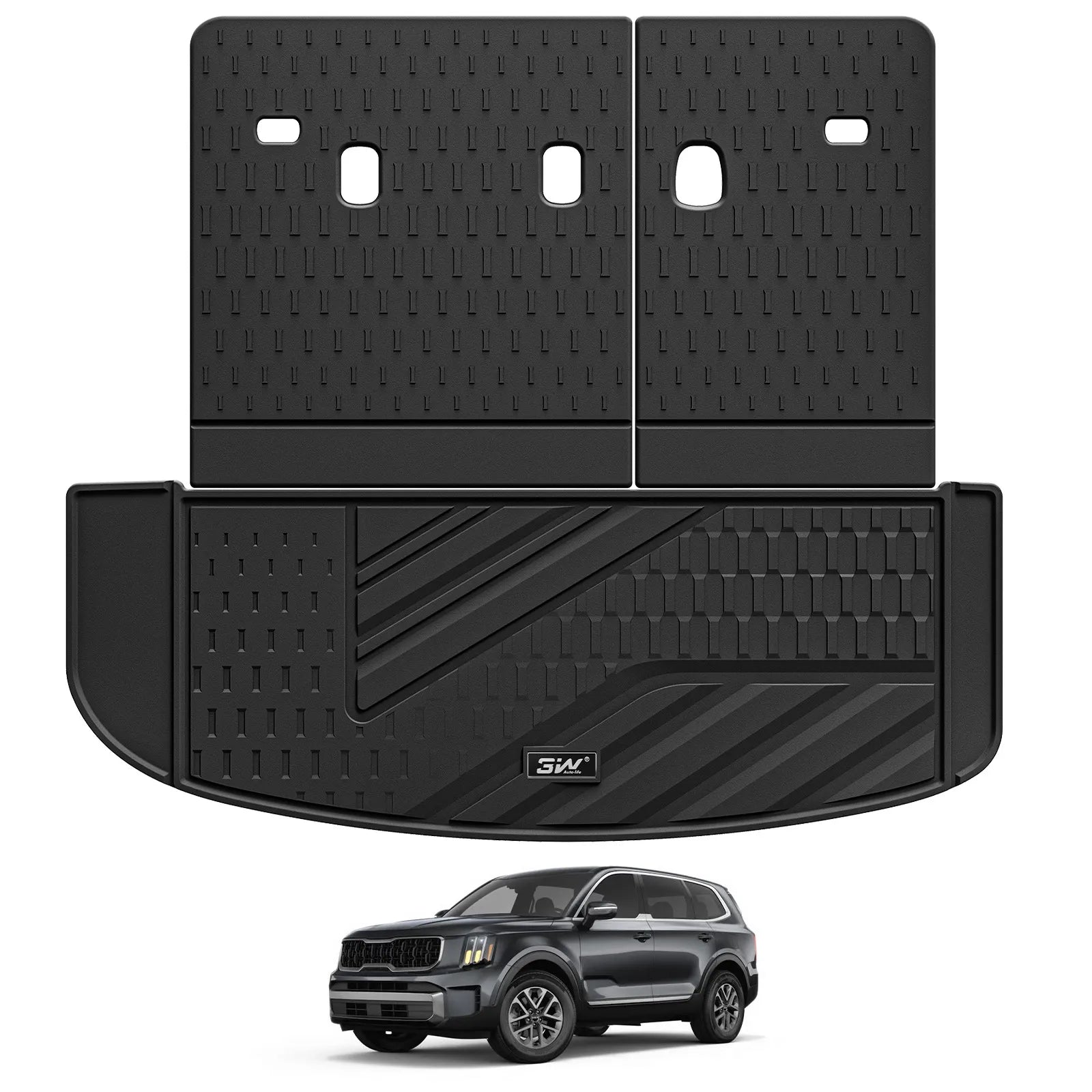 3W Kia Telluride 2020-2025 (Gas Models) Fits 7 & 8 Seat Custom Floor Mats& Cargo Liner Thorex™ All-Weather Protection - 3Wliners