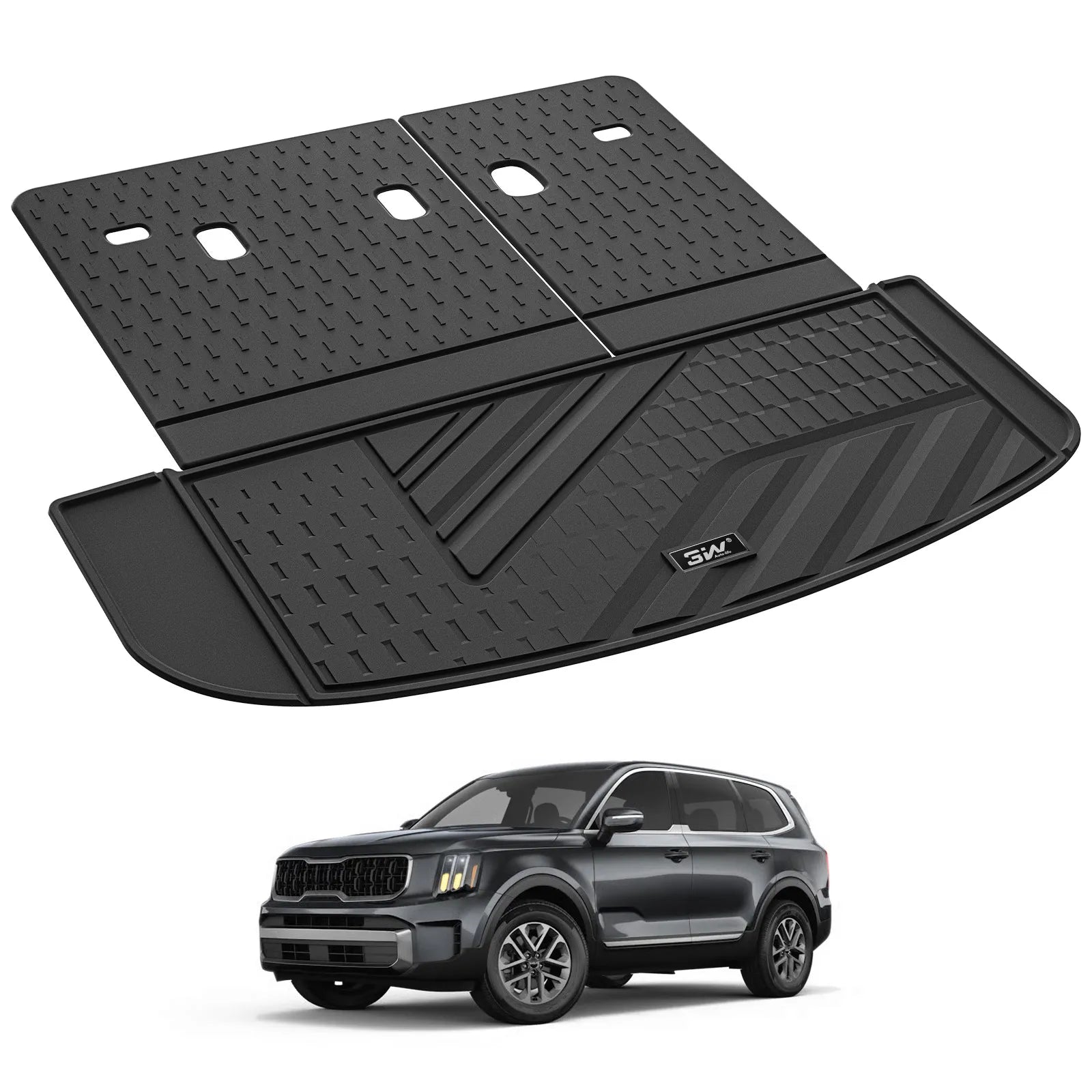 3W Kia Telluride 2020-2025 (Gas Models) Fits 7 & 8 Seat Custom Floor Mats& Cargo Liner Thorex™ All-Weather Protection - 3Wliners