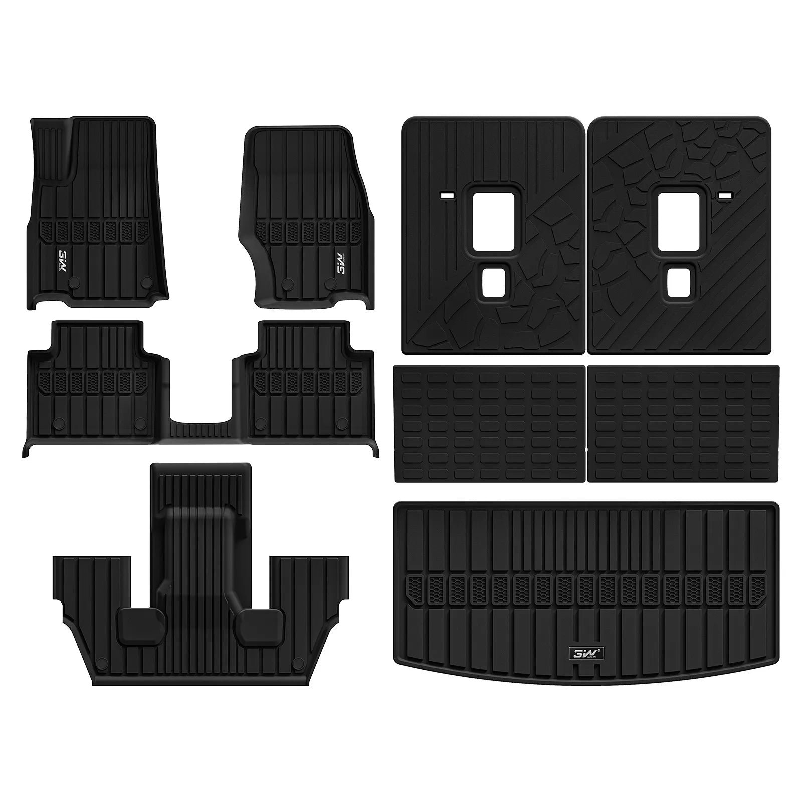 3W Jeep Grand Cherokee L 6 Seat 2021-2025 Custom Floor Mats / Trunk Mat Thorex™ All-Weather Protection