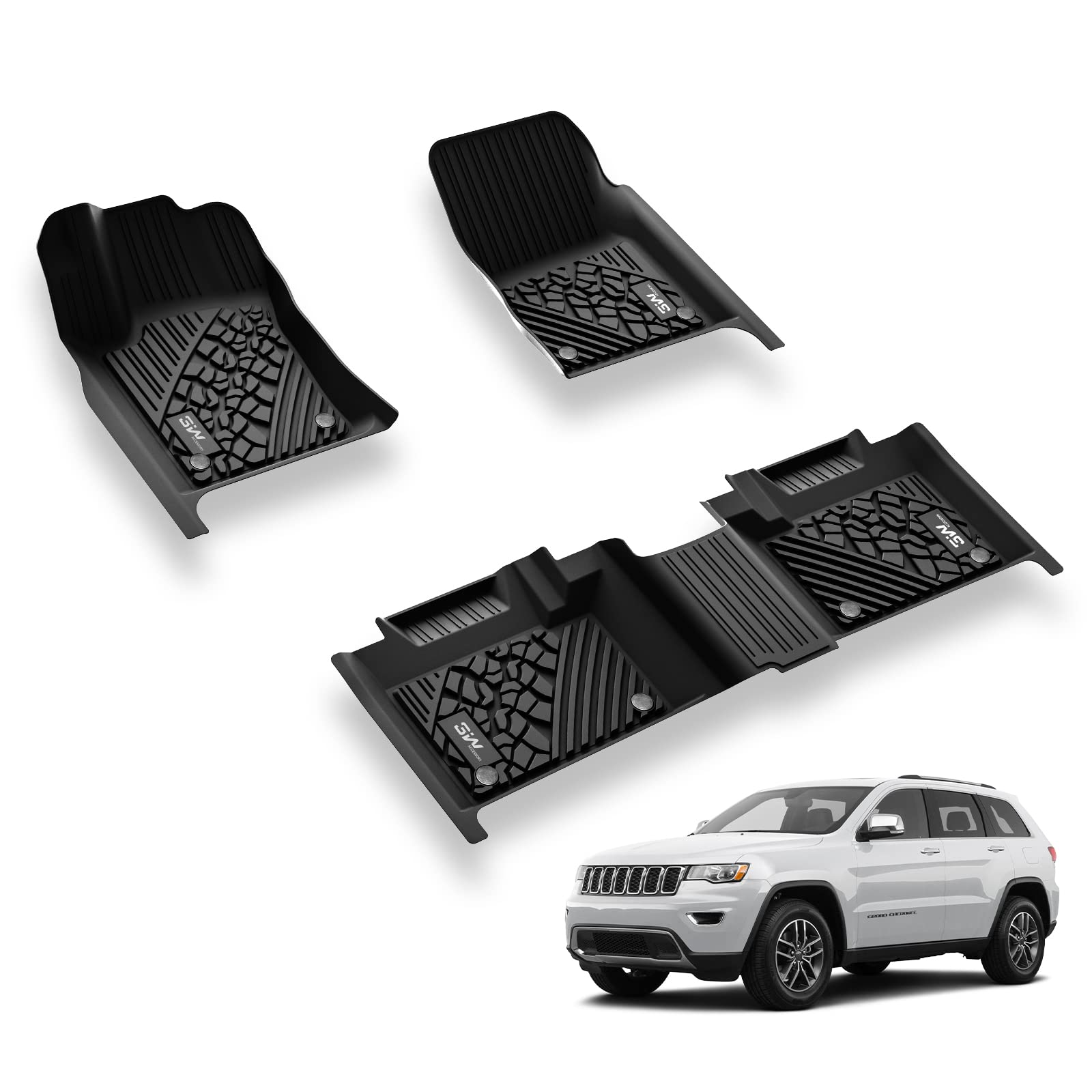 3W Jeep Grand Cherokee 2013-2015 (Non L or WK) Custom Floor Mat Trunk Mat TPE Material & All-Weather Protection, 2013-2015 / Grand Cherokee 2013-2015
