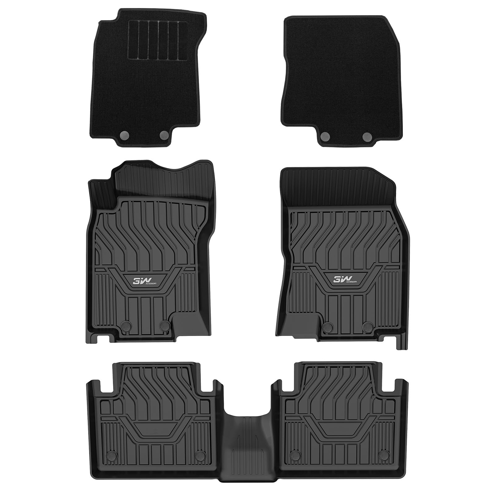 3W Acura RDX 2019-2024 Custom Floor Mats TPE Material & All-Weather Protection Vehicles & Parts 3Wliners 2019-2024 RDX 2019-2024 1st&2nd Row with Carpets