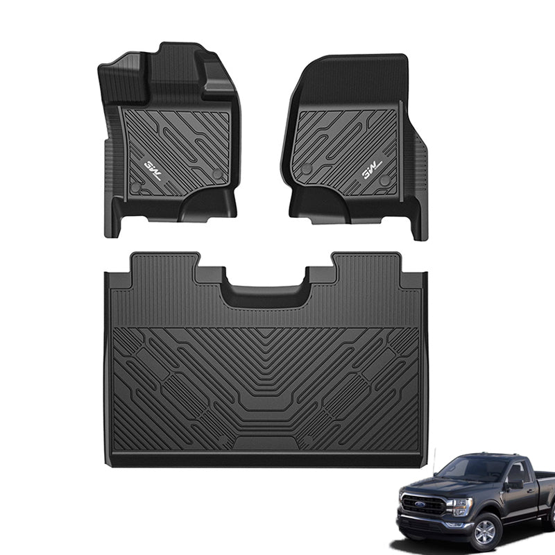 3W Ford F150 Custom Floor Mats F-150 Lightning SuperCrew Cab 2015-2024 (Not Fit for Vinyl Floor) TPE Material & All-Weather Protection Vehicles & Parts 3Wliners 2015-2024 F150 SuperCrew Cab 1st&2nd Row Mats