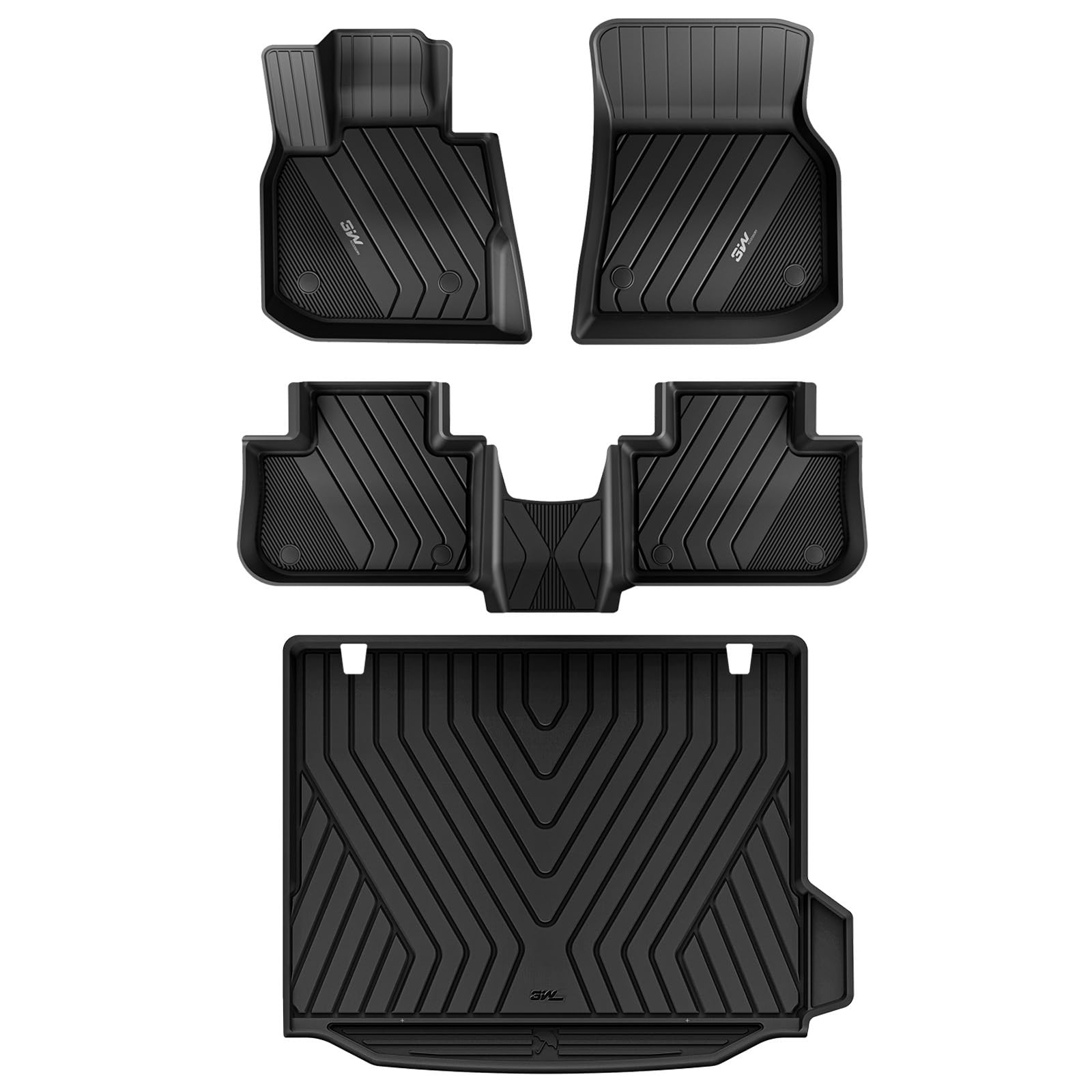 3W BMW 2019-2024 X4 M M40i xDrive30i Floor Mats & Cargo Mats TPE Material & All-Weather Protection Vehicles & Parts 3Wliners 2019-2024 X4 2019-2024 1st&2nd Row+Trunk Mat