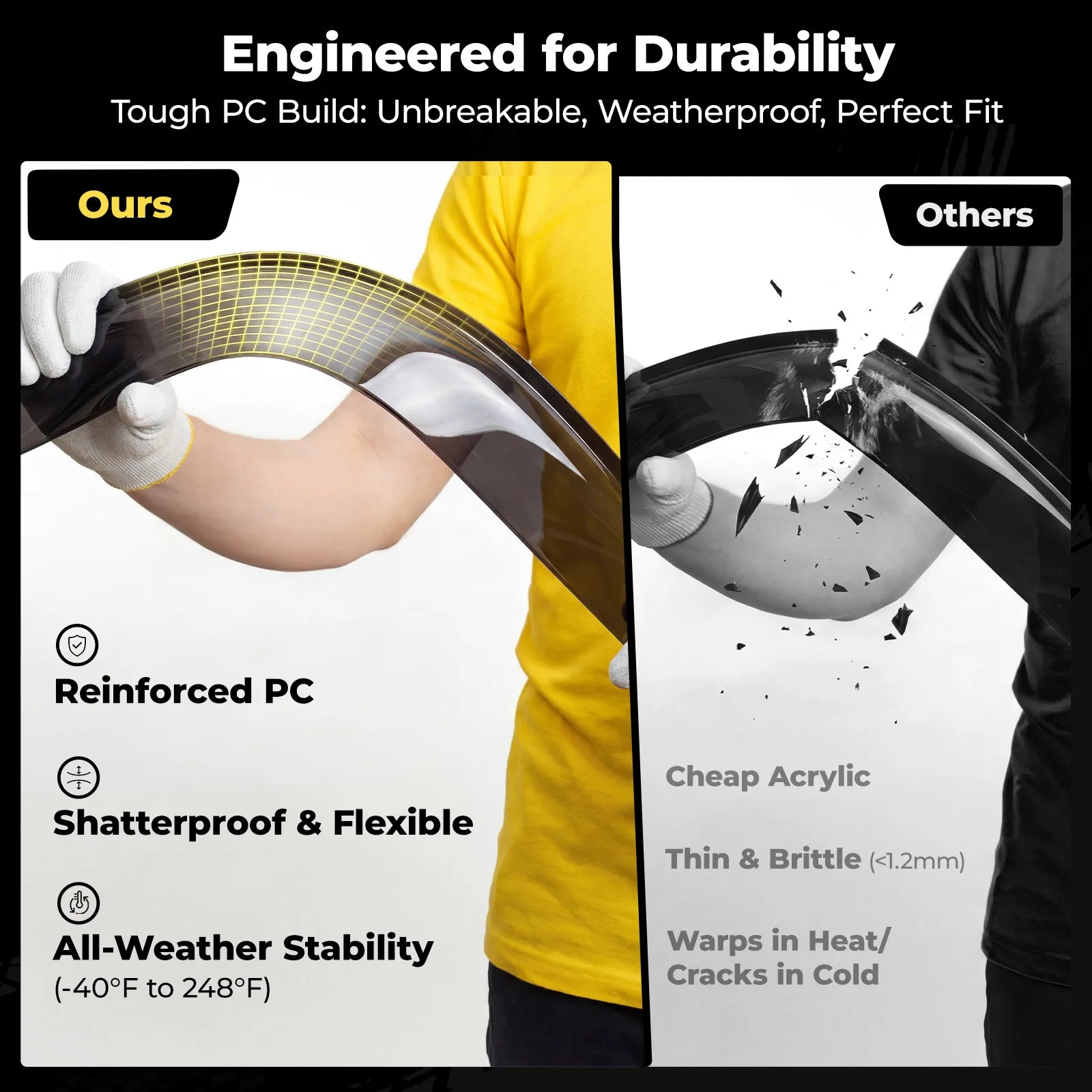 3W Custom Rain Guards for 2019-2026 Chevy Silverado/GMC Sierra Denali 1500, 2020-2026 GMC Sierra 2500HD/3500HD CrewCab Tape-on Side Window Wind Deflecotr 4PCS - 3Wliners