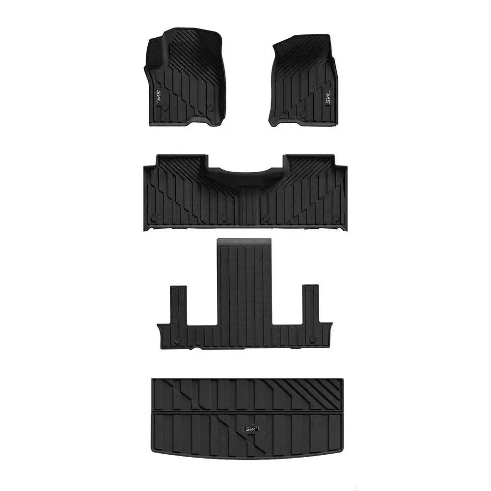 3W All-Weather Custom Thorex™ Floor Mats / Trunk Mats for 7 Seat 2021-2025 Chevy Tahoe / GMC Yukon / Cadillac Escalade (Bucket Seating) - 3Wliners