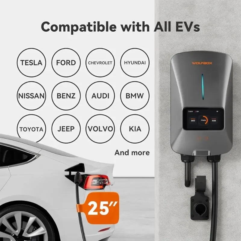 WOLFBOX Level 2 EV Charger 50 Amp with WiFi and Bluetooth  WOLFBOX