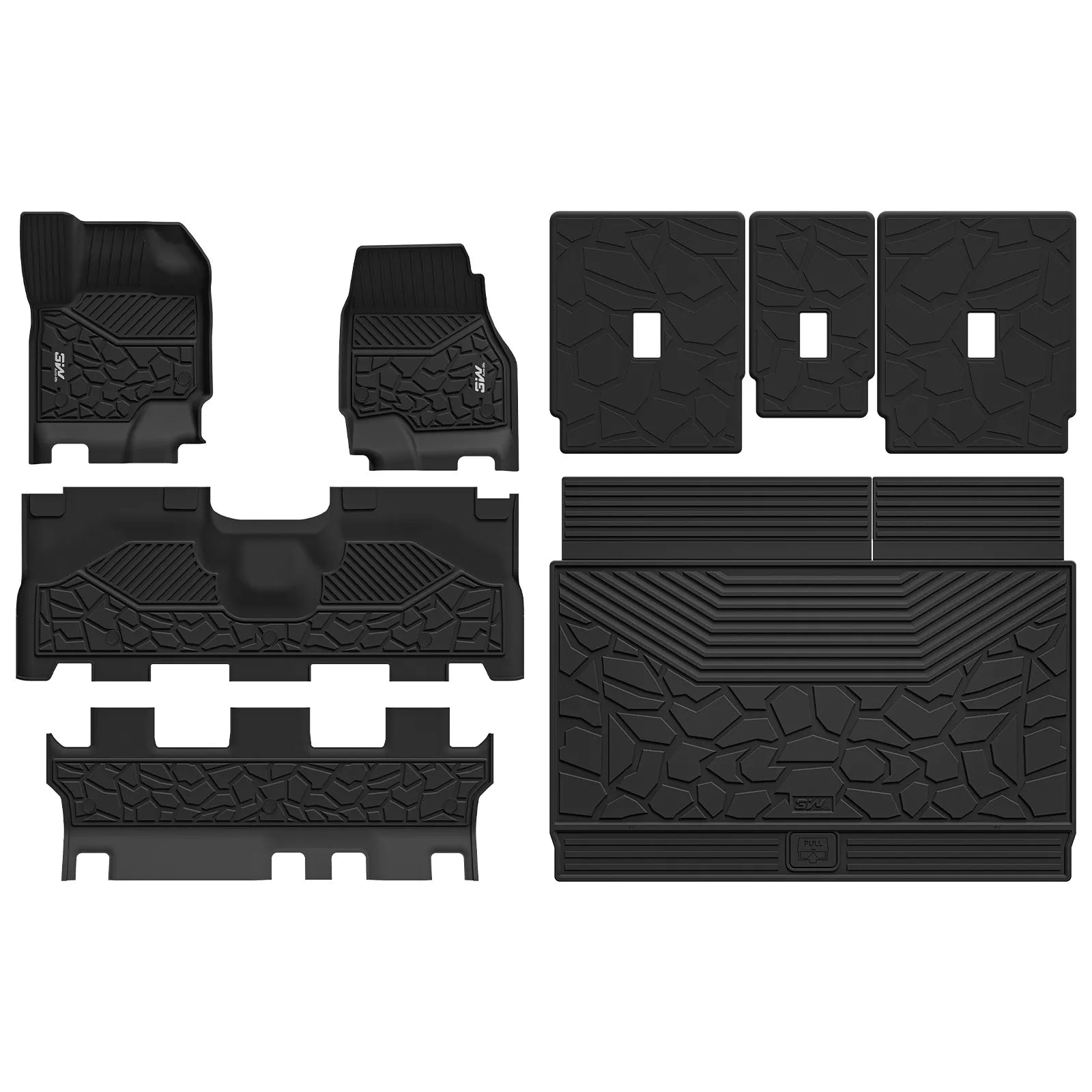 3W Ford Expedition Max 8 Seats 2025 Custom Floor Mats/ Crago Liner Thorex™ All-Weather Protection