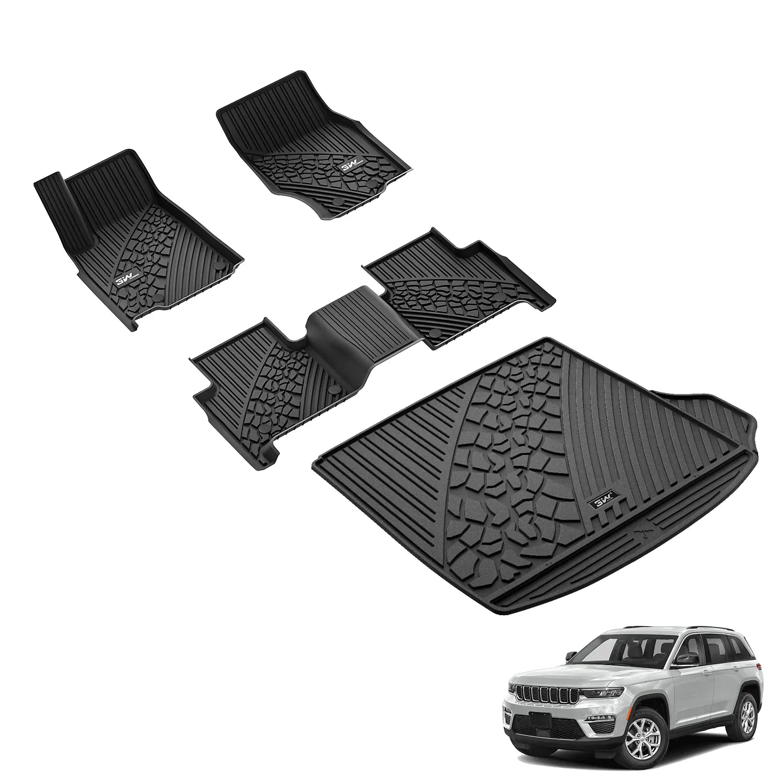 3W Jeep Grand Cherokee 2022-2025 (Non L or WK) Custom Floor Mats / Trunk Mat Thorex™ All-Weather Protection - 3Wliners