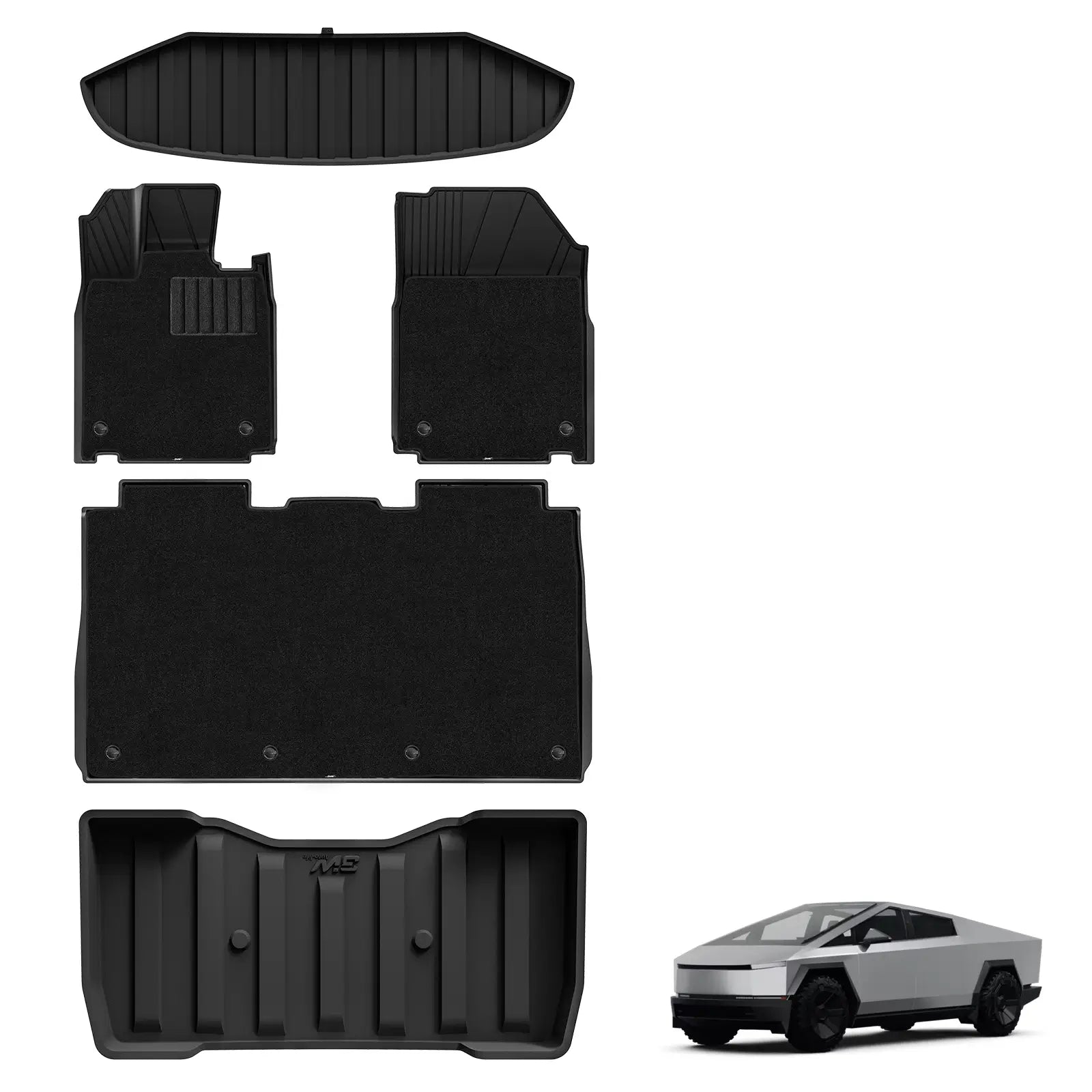 3W Tesla Cybertruck 2023 2024 Custom Floor Mats / Trunk Mats / Bed Mat Thorex™ All-Weather Protection - 3Wliners