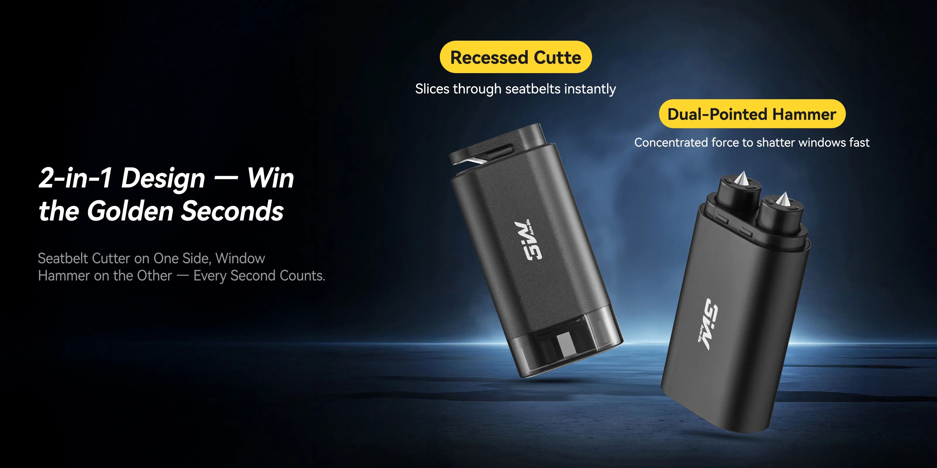 3W 2-in-1 Car Window Hammer Breaker & Seatbelt Cutter with Compact Dual-Head Design Car Accessories Convenient, practical, safe and reliable