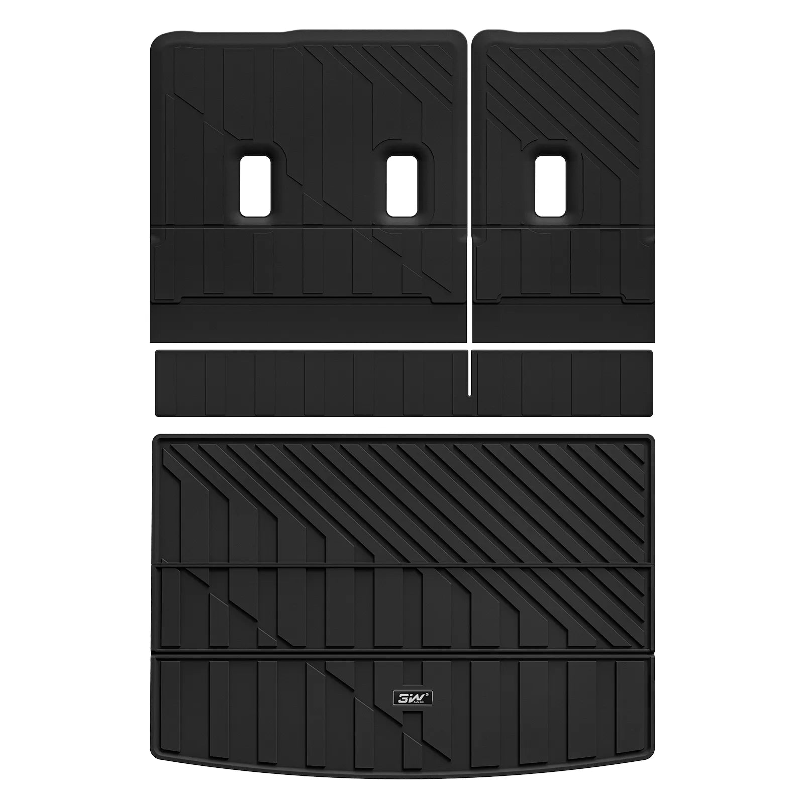 3W Cargo Mat & Seat Back Protector for 2021-2026(Only 7 Seats) Chevy Suburban/GMC Yukon XL(Only Yukon XL, Not Fit Yukon)/Cadillac Escalade ESV(Not Escalade),All Weather Car Mats, Black, TPE Car Mats