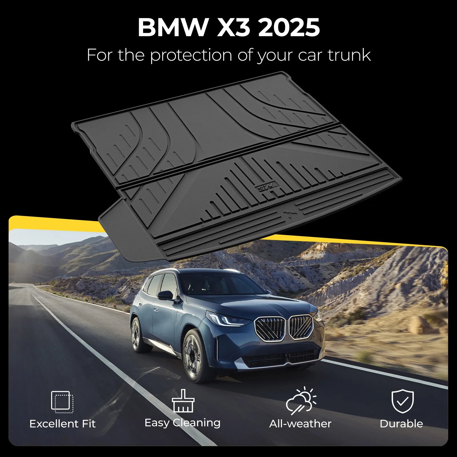 3W BMW X3 2025 2026 Floor Mats & Cargo Liner Full Set Thorex™ All-Weather Protection - 3Wliners
