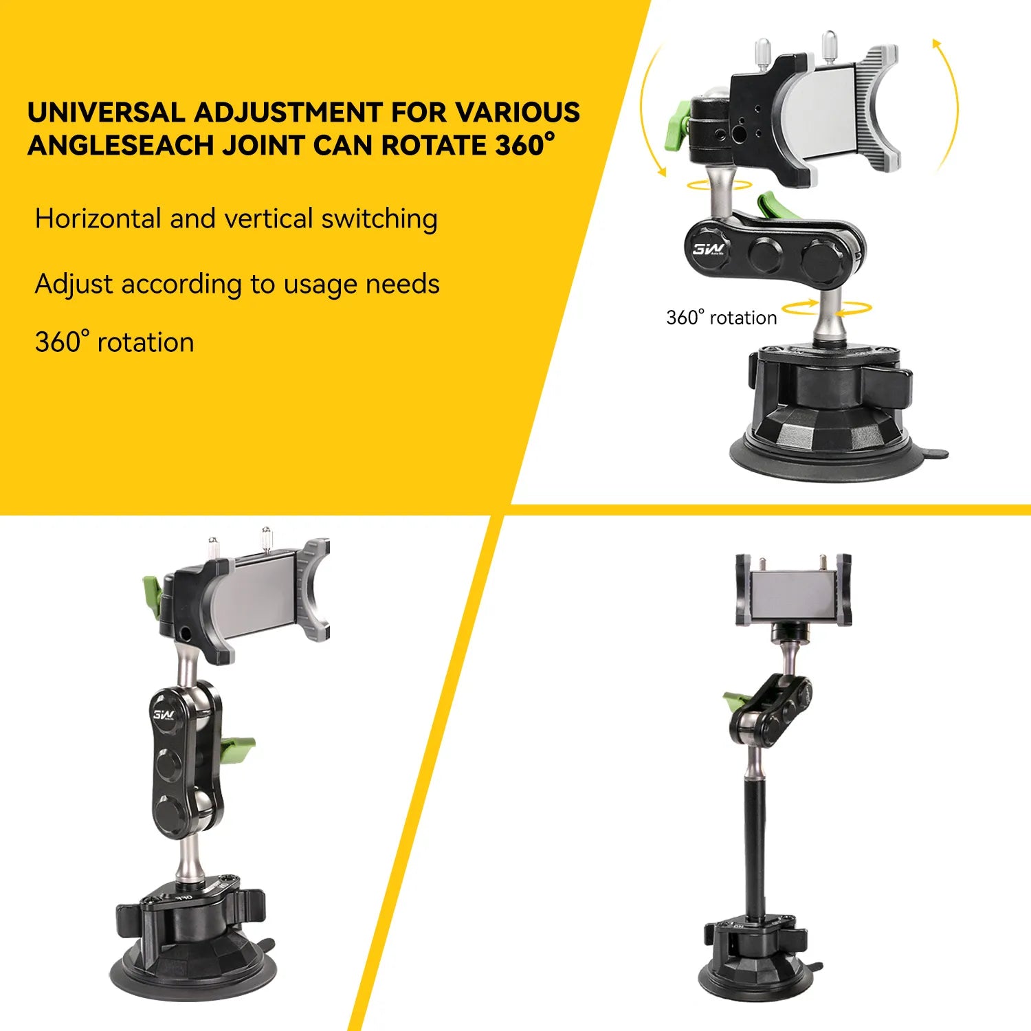 3W Car Phone Mount Never-Drop & Ultra-Stable Holder
