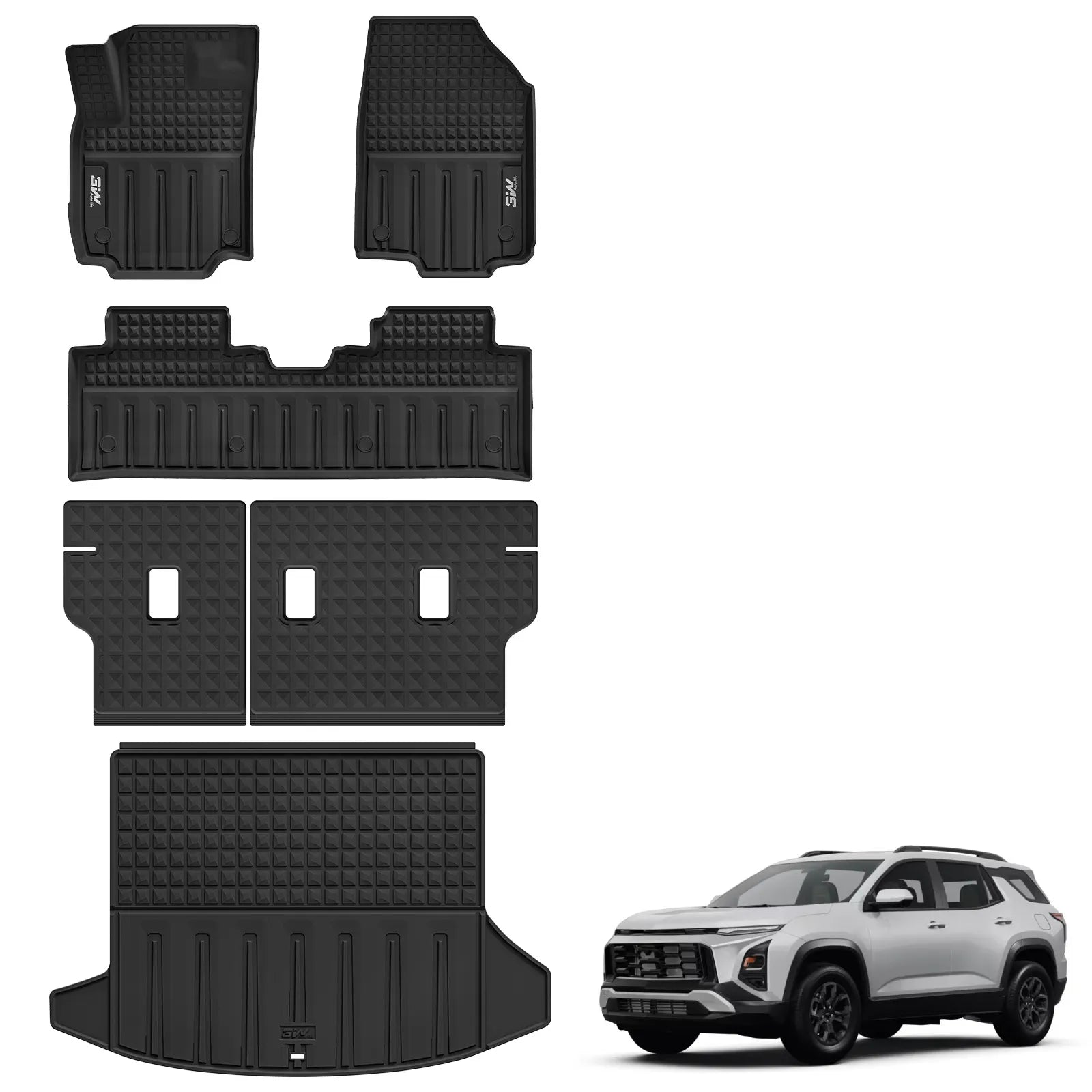 3W Floor Mats & Cargo Liner & Seat Back Mat 2025-2026 for Chevrolet Chevy Equinox/GMC Terrain (Not for Equinox EV), All Weather TPE Custom Fit Floor Mats, Car Mats Full Set for Equinox/Terrain