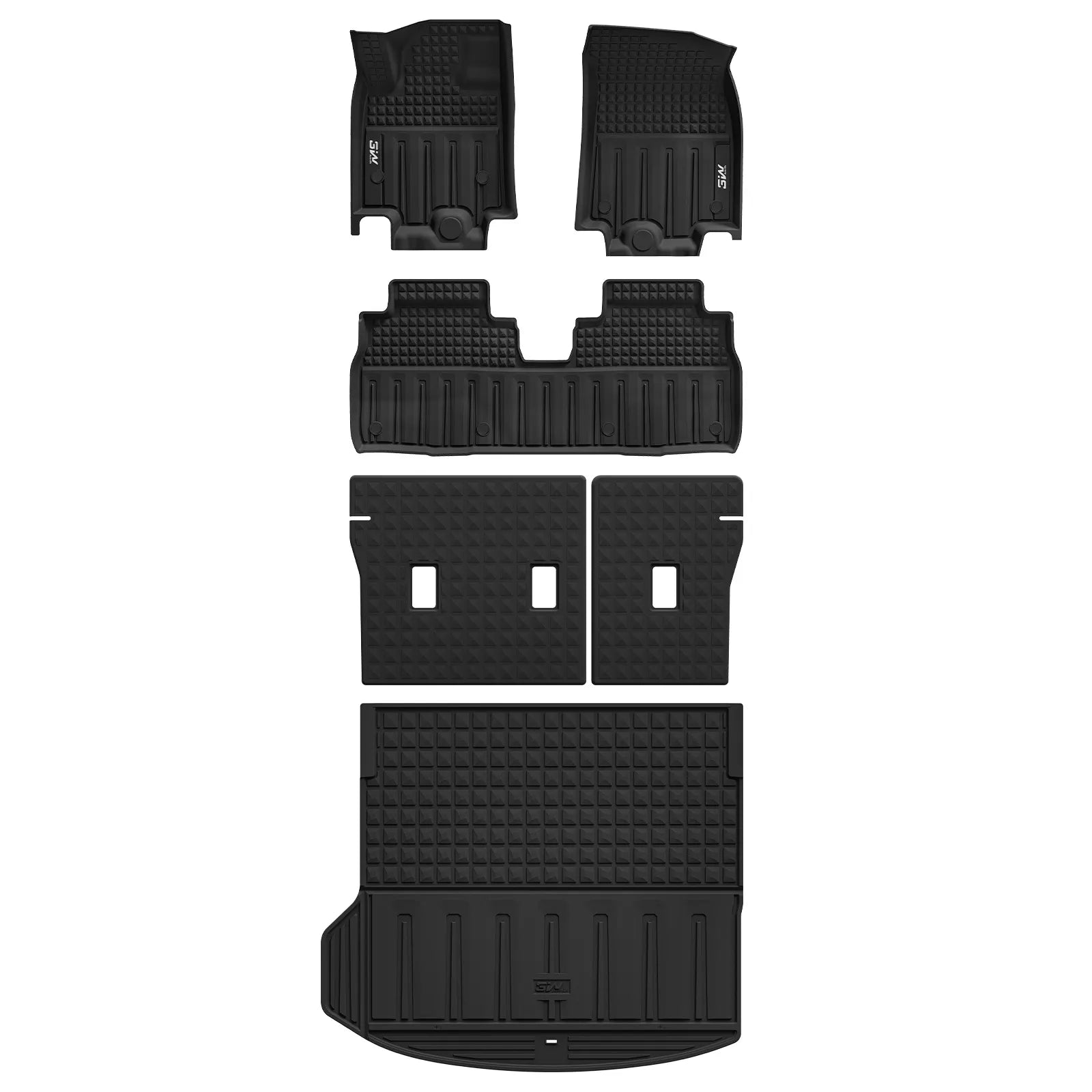 3W Floor Mats & Seat Back Mats & Cargo Liner for Chevrolet Chevy Equinox EV (Not Fit Gasoline) 2024 2025, All Weather TPE Custom Fit Full Set Car Floor Mats, Black