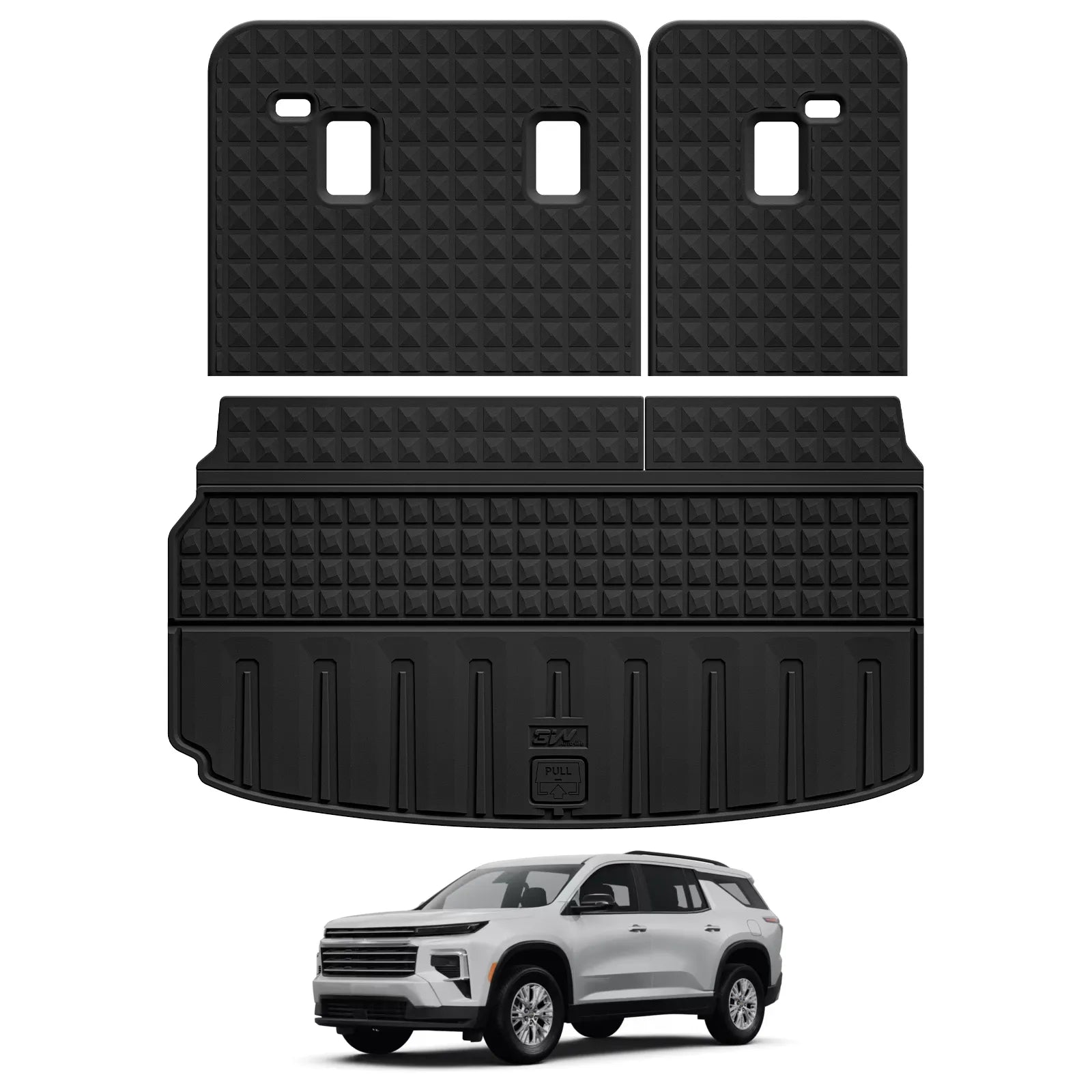 3W Cargo Liner Seat Back Protector Set Fit Chevrolet Traverse/GMC Acadia/Acadia Denali 2024-2025 2026 /Buick Enclave 2025-2026 All Weather Protection