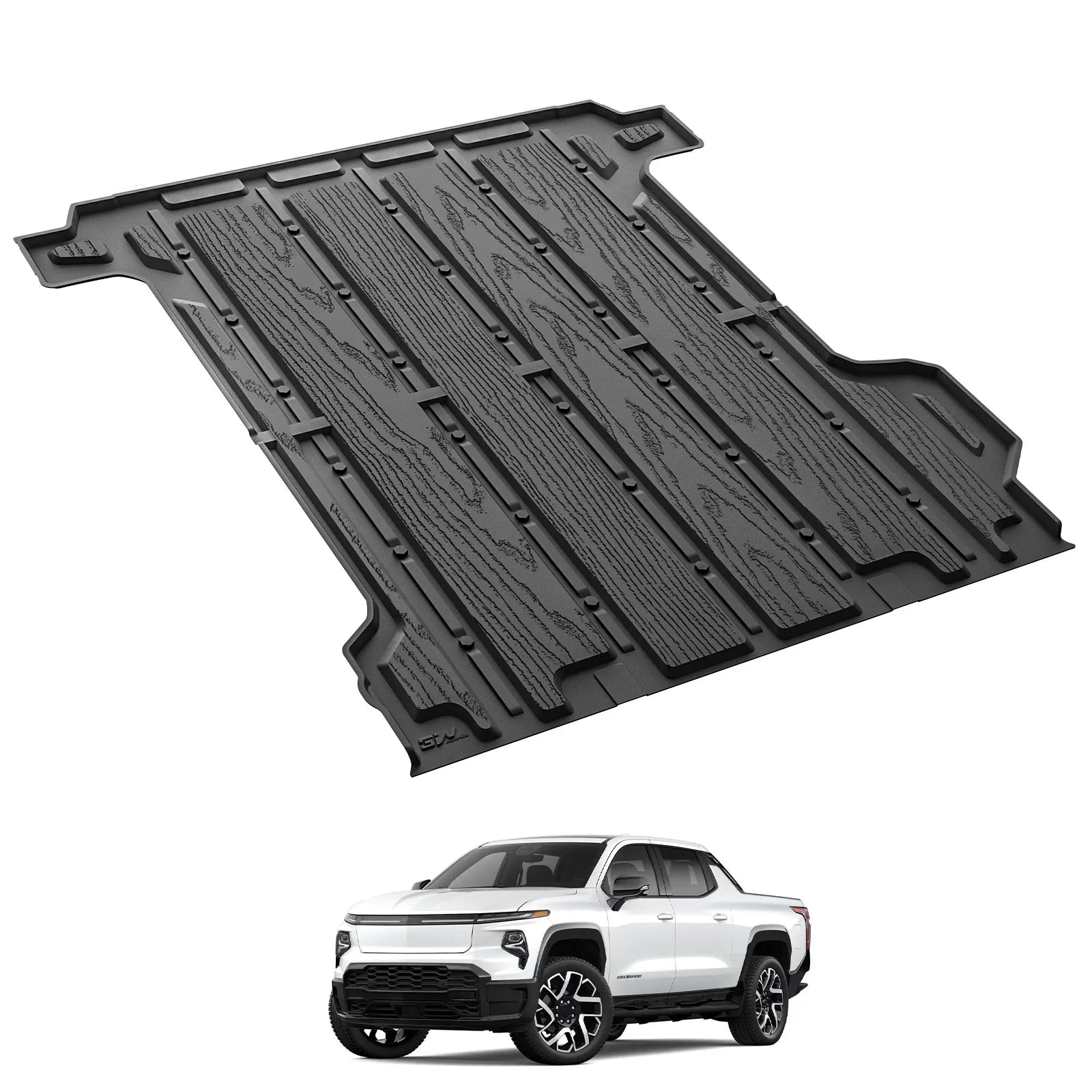 3W Floor Mats Fit for Chevrolet Silverad EV 2024-2025 (WT & RST)/GMC Sierra EV/Sierra EV Denali Accessories TPE All Weather Bed Mat