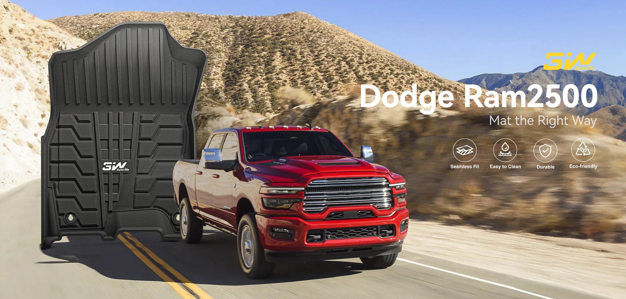 3W Custom Floor Mats for 2019-2025 Dodge Ram 2500/3500 Crew Cab