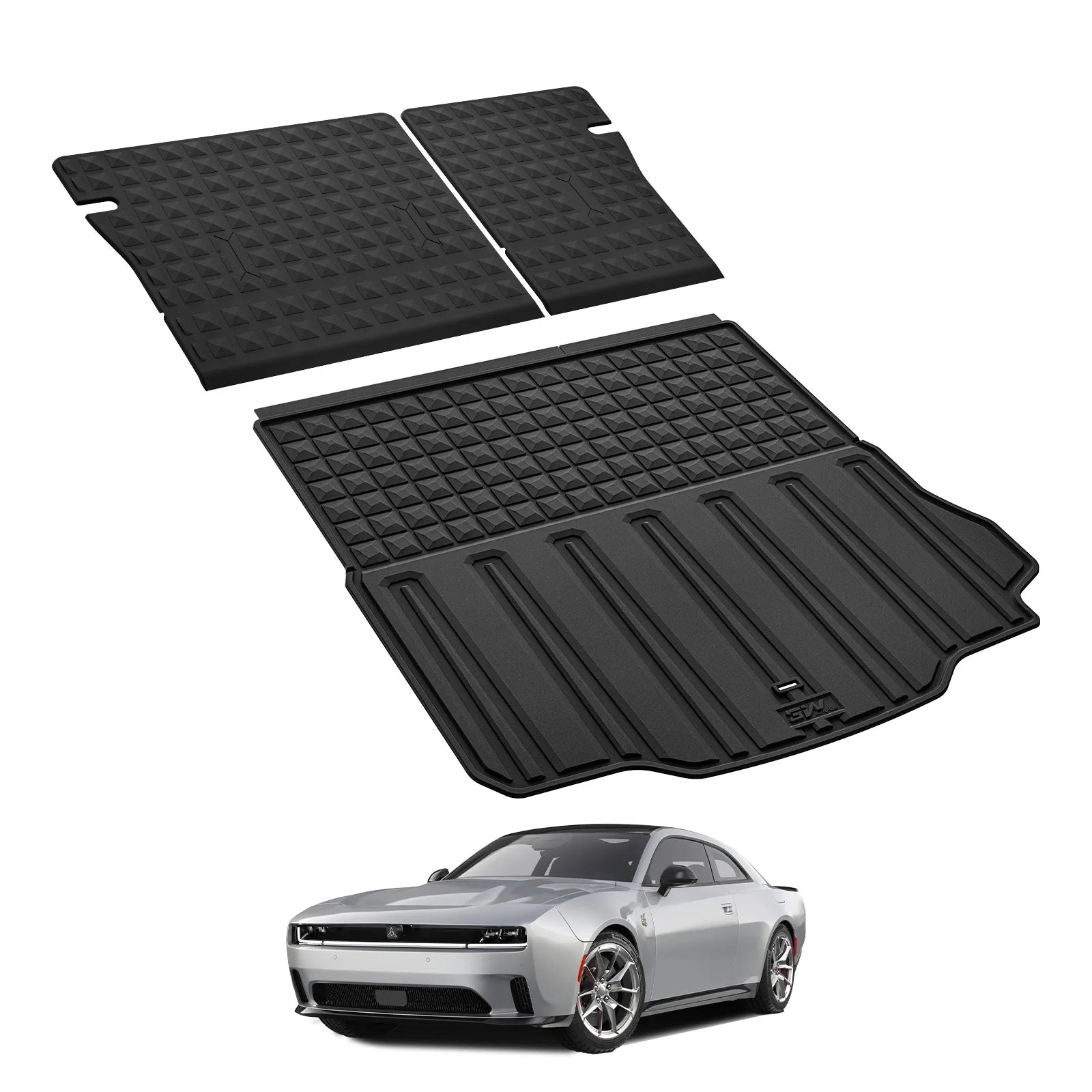 3W Trunk Mat Seat Back Protector Set Fit for Dodge Charger 2-Door Daytona EV Models Black TPE Mat All Weather Protection Car Accessories