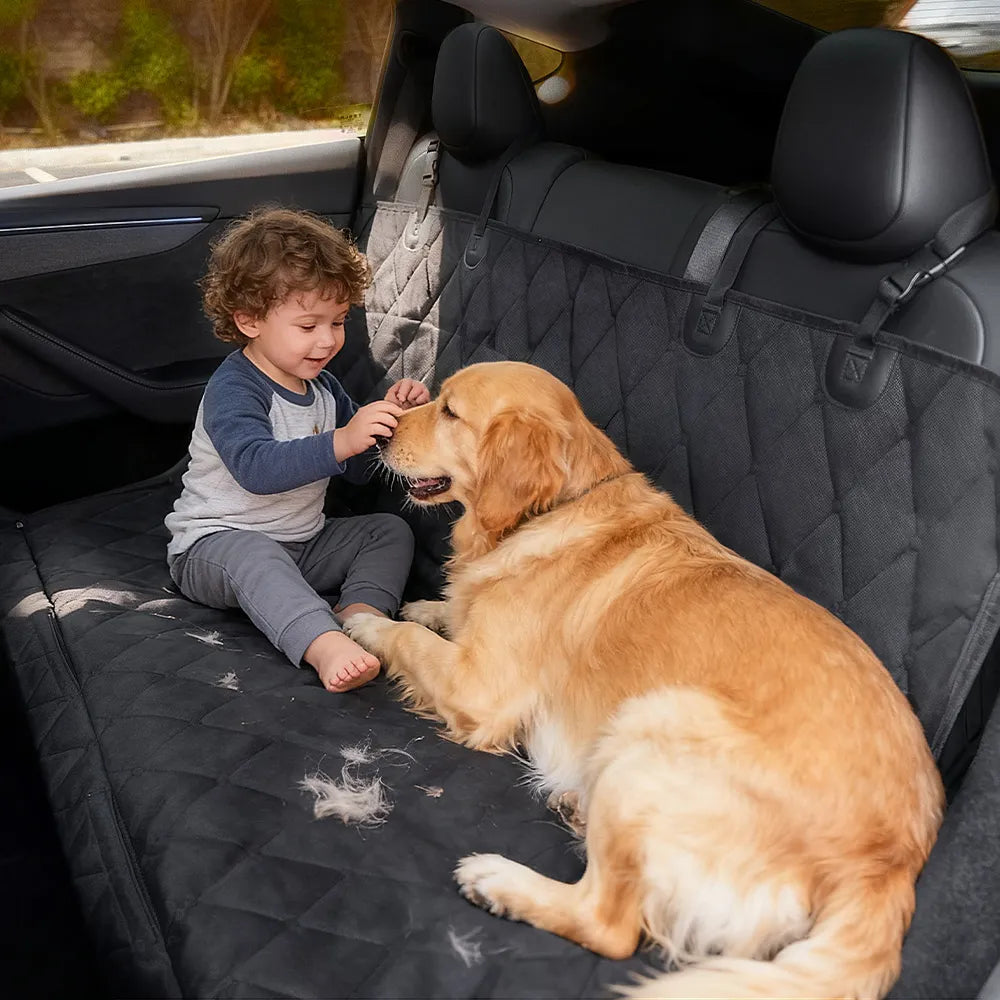 3W Dog Car Back Seat Cover Car Seat Protector Waterproof Non-Slip Rear Seat Cover fits for Most Cars Trucks SUVs Black