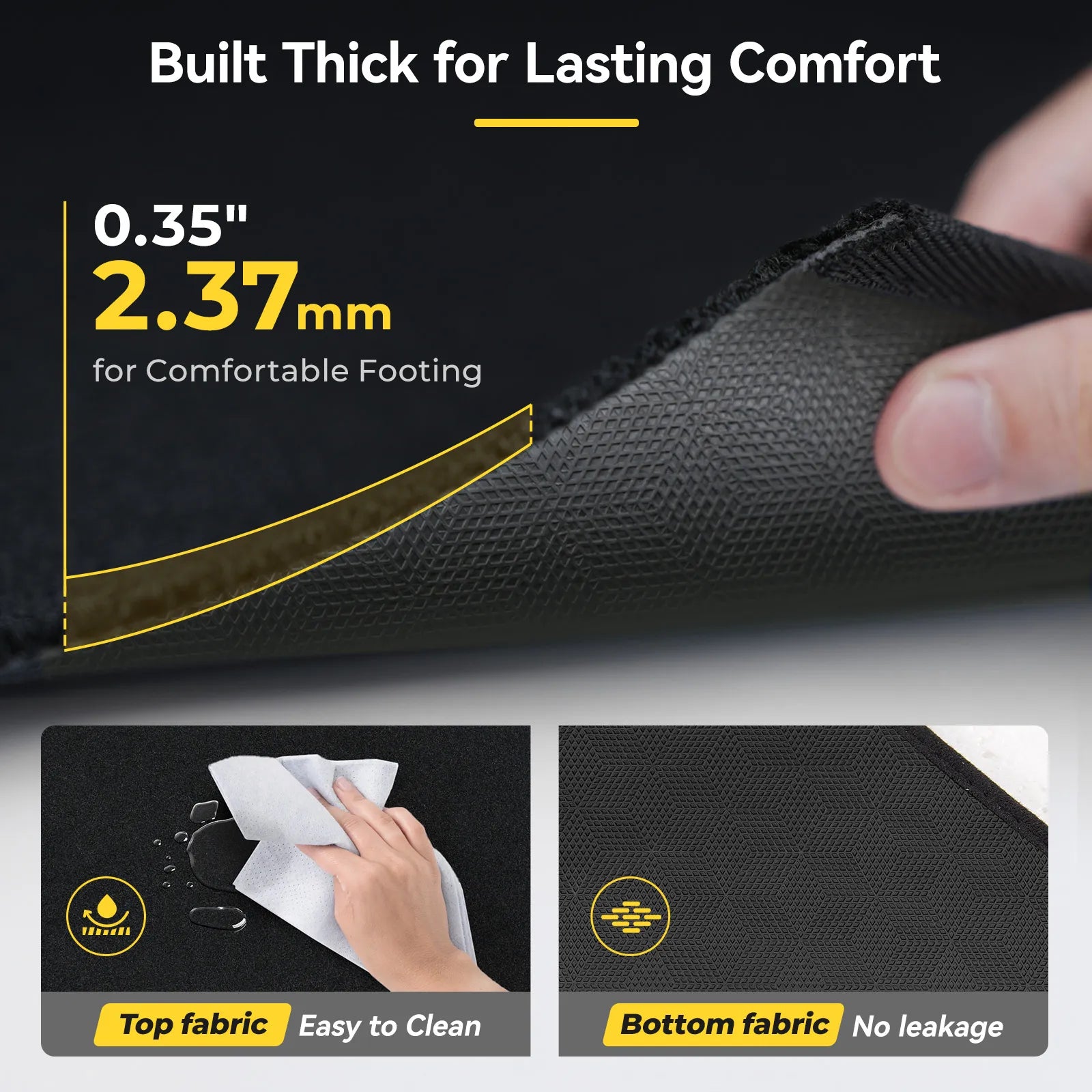 3W Floor Mat Double Layer Removable Carpet Detachable, Quick-drying, Clip-on installation