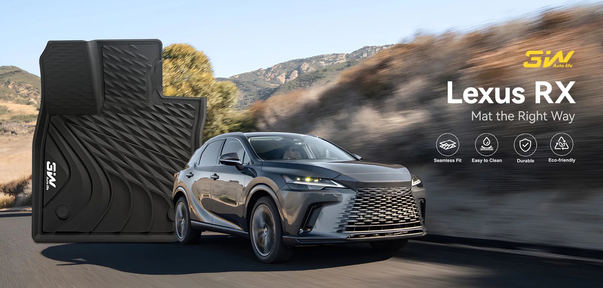 3W Lexus RX 2023-2025 RX/RX350/RX350h/RX500h (Not for RX450h+ PHEV) Custom Floor Mats Trunk Mats Set Thorex™ All-Weather Protection