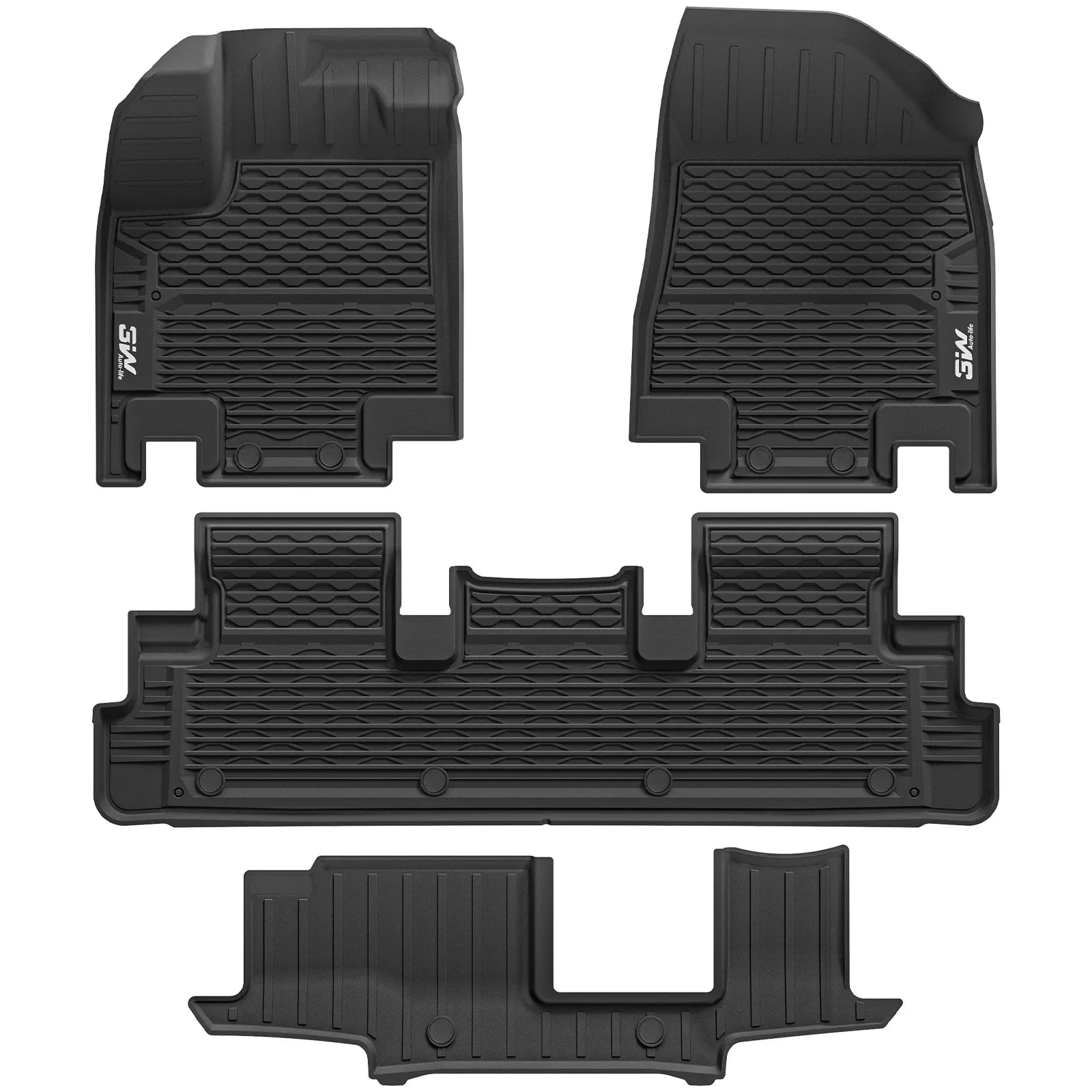 3W Floor Mats for Nissan Pathfinder 7 Seat 2022-2025 Thorex™ All-Weather Protection