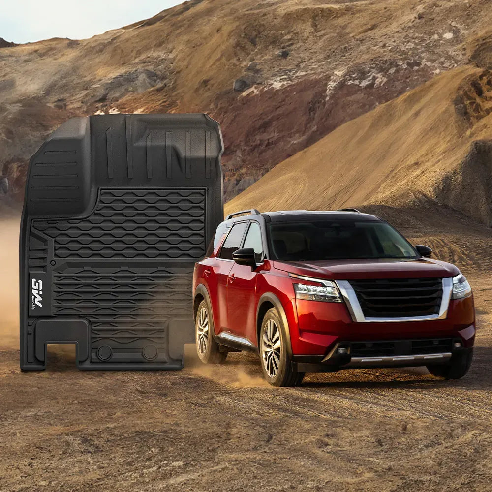 3W Floor Mats for Nissan Pathfinder 8 Seat 2022-2025 Thorex™ All-Weather Protection