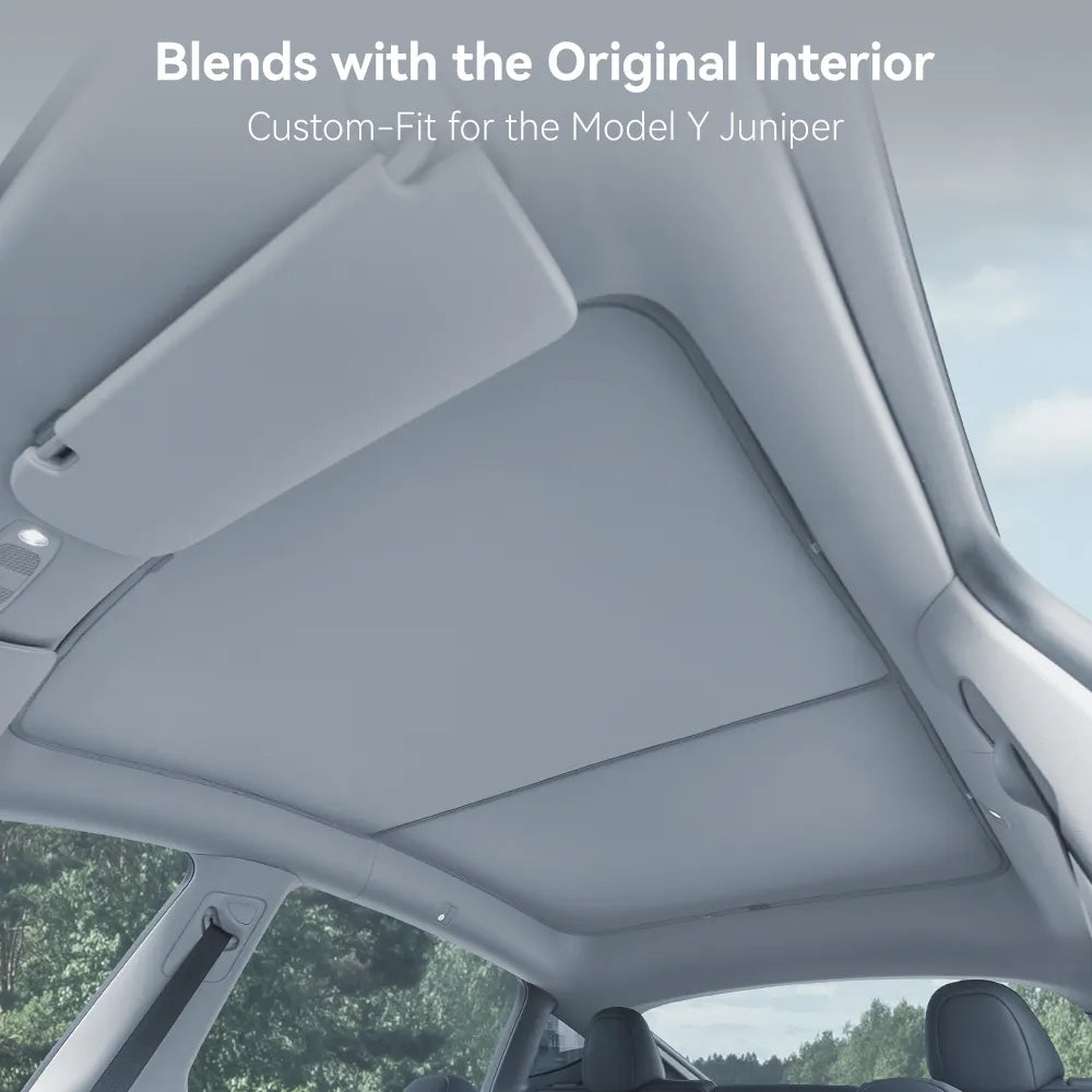 Foldable Sunroof Sunshade for Tesla Model Y Juniper 2025-2026 Custom Fit Sunshade Car Accessories, Upgraded Foldable Sunshade, Blocks UV Rays Keep Car Cool