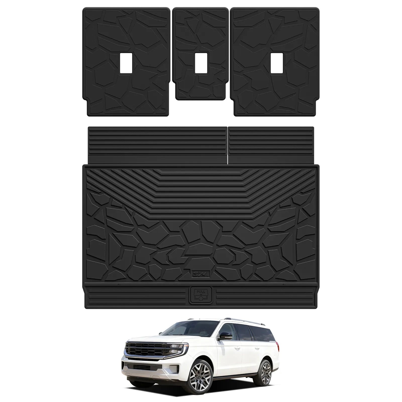 3W Cargo Liner & Seat Back Mats for 2025 2026 Ford Expedition MAX 7/8 Seats,TPE All Weather Protection Car Trunk Liners Covering The Backrest,Cargo Accessories