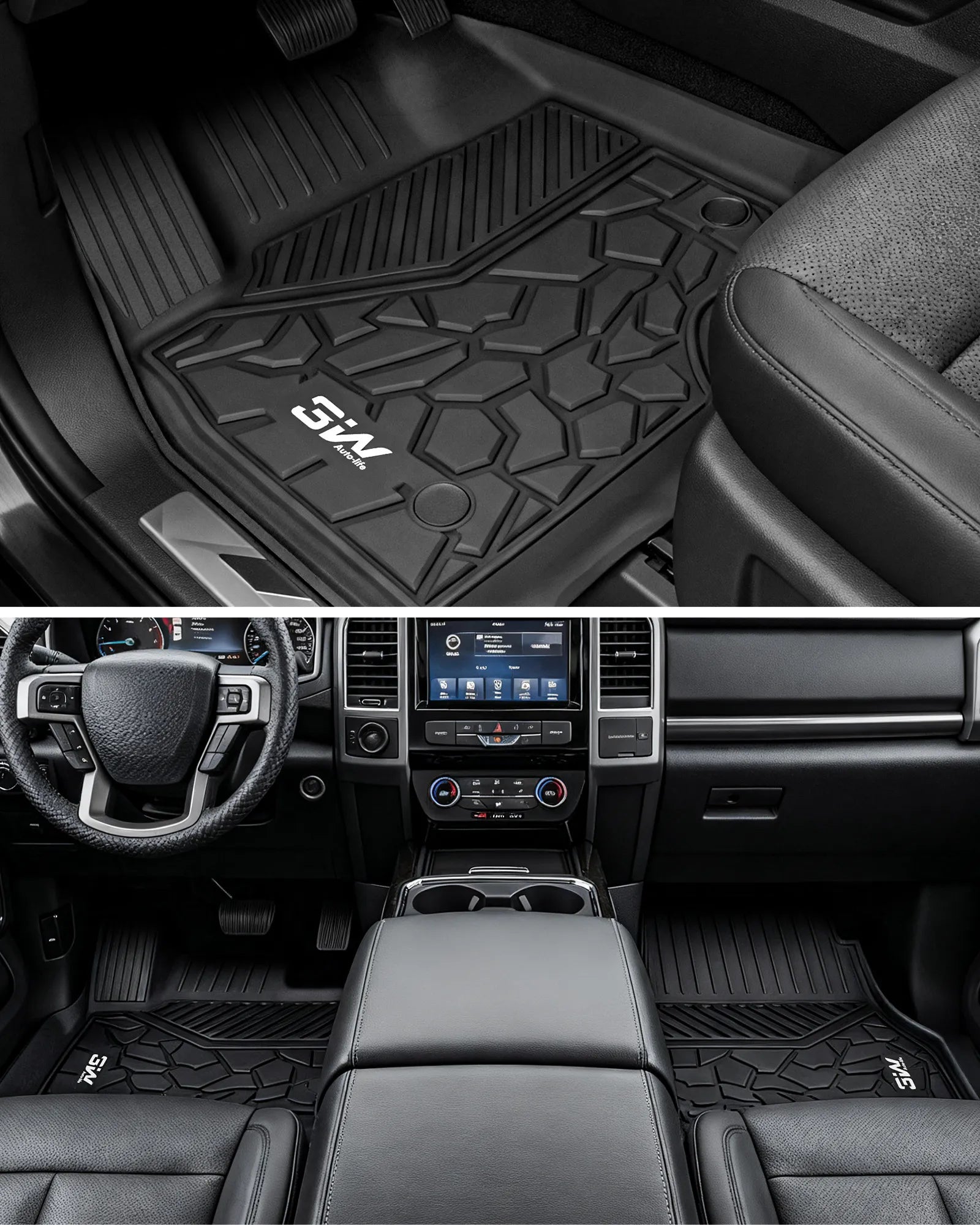 3W Floor Mats & Cargo Liner & Seat Back Mats for 2025 2026 Ford Expedition Max Bench Seating 8 Seats, All Weather for 2025 2026 Ford Expedition Max (Not fit 7 Seats) Full Set Floor Mats (Only MAX)