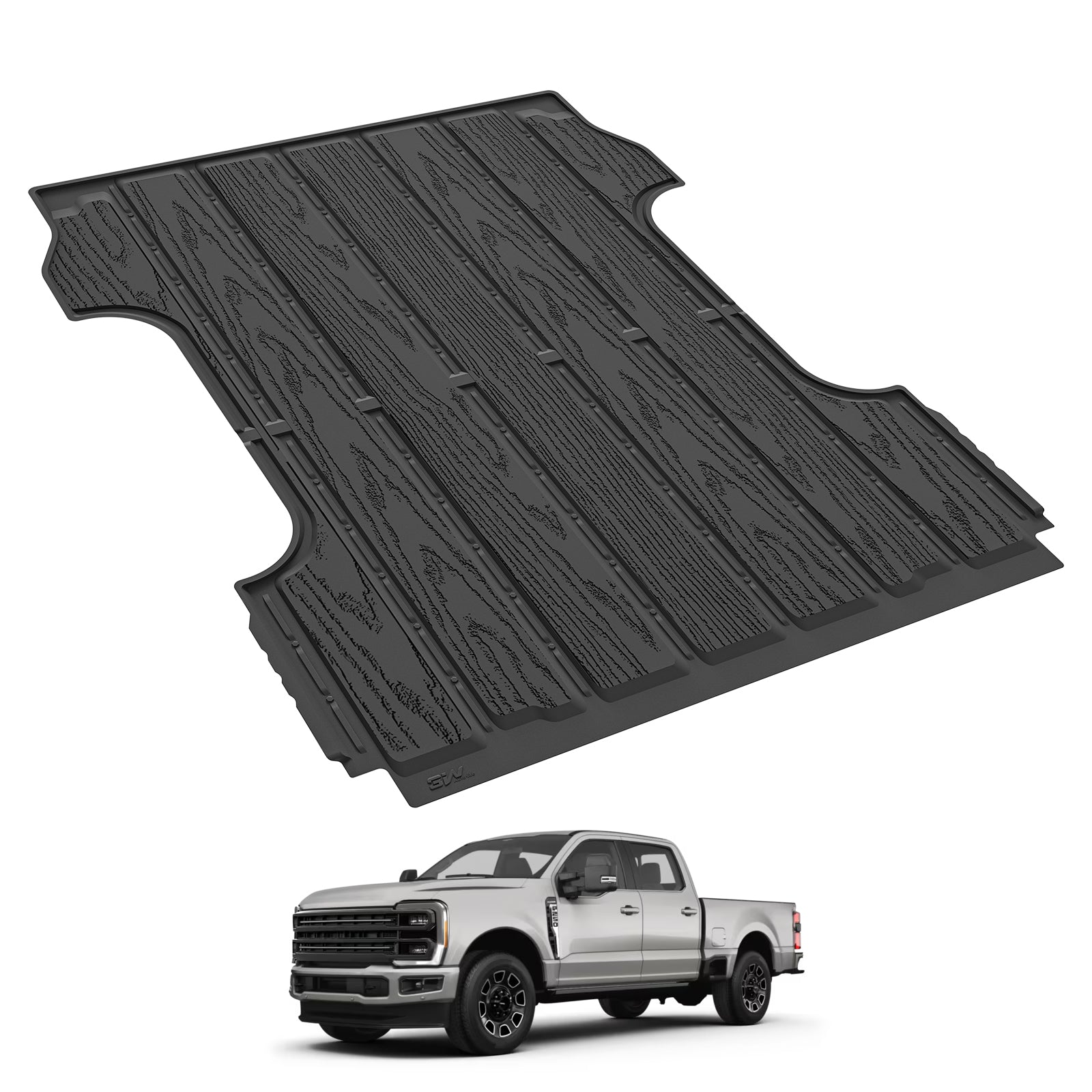 3W Bed Mat 6.8FT for Ford F250/F350/F450 2017-2025 2026 Super Duty Accessories Vehicle Bed, Durable All Weather Protection TPE Bed Liner for Heavy Duty Pickup Cargo Mat, Black