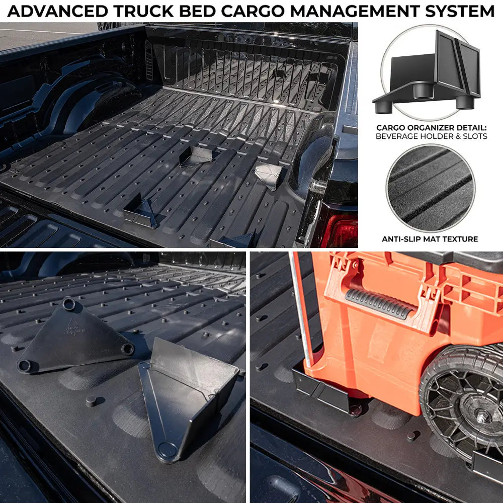 3W Truck Bed Mat Compatible with 2022-2026 Ford Maverick Gas & Hybrid Car Accessories Vehicle Perfectly Flush All Weather Protection TPE Heavy Duty Pickup Car Bed Cargo Mat