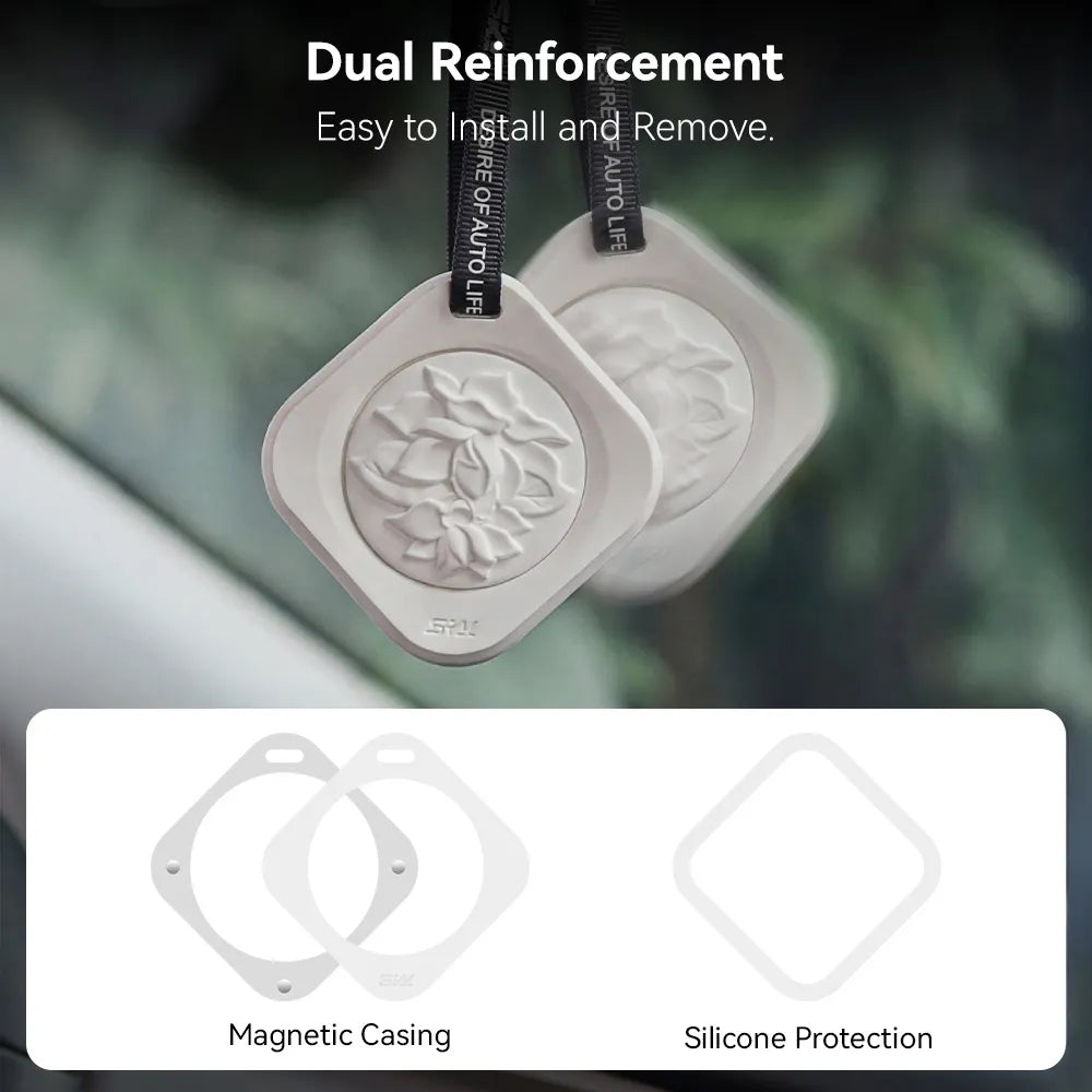 3W Hanging Car Air Freshener Diffuser with Natural Essential Oils Silicone-protected edges Magnetic closure for easy attachment and removal Long-lasting fragrance
