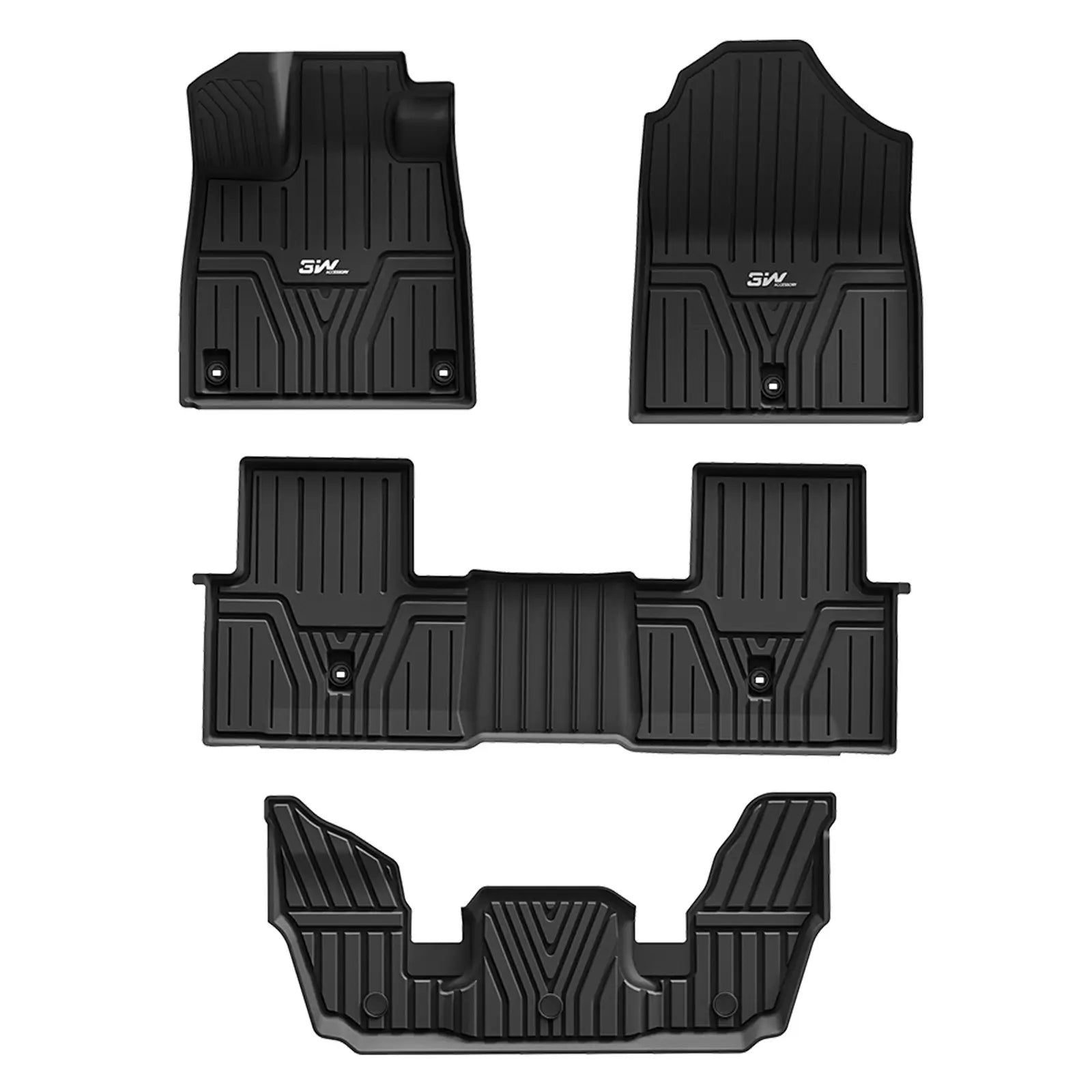 3W Honda Pilot 2023-2025 Custom Floor Mats / Seat Back Mat / Trunk Mat Thorex™ All-Weather Protection