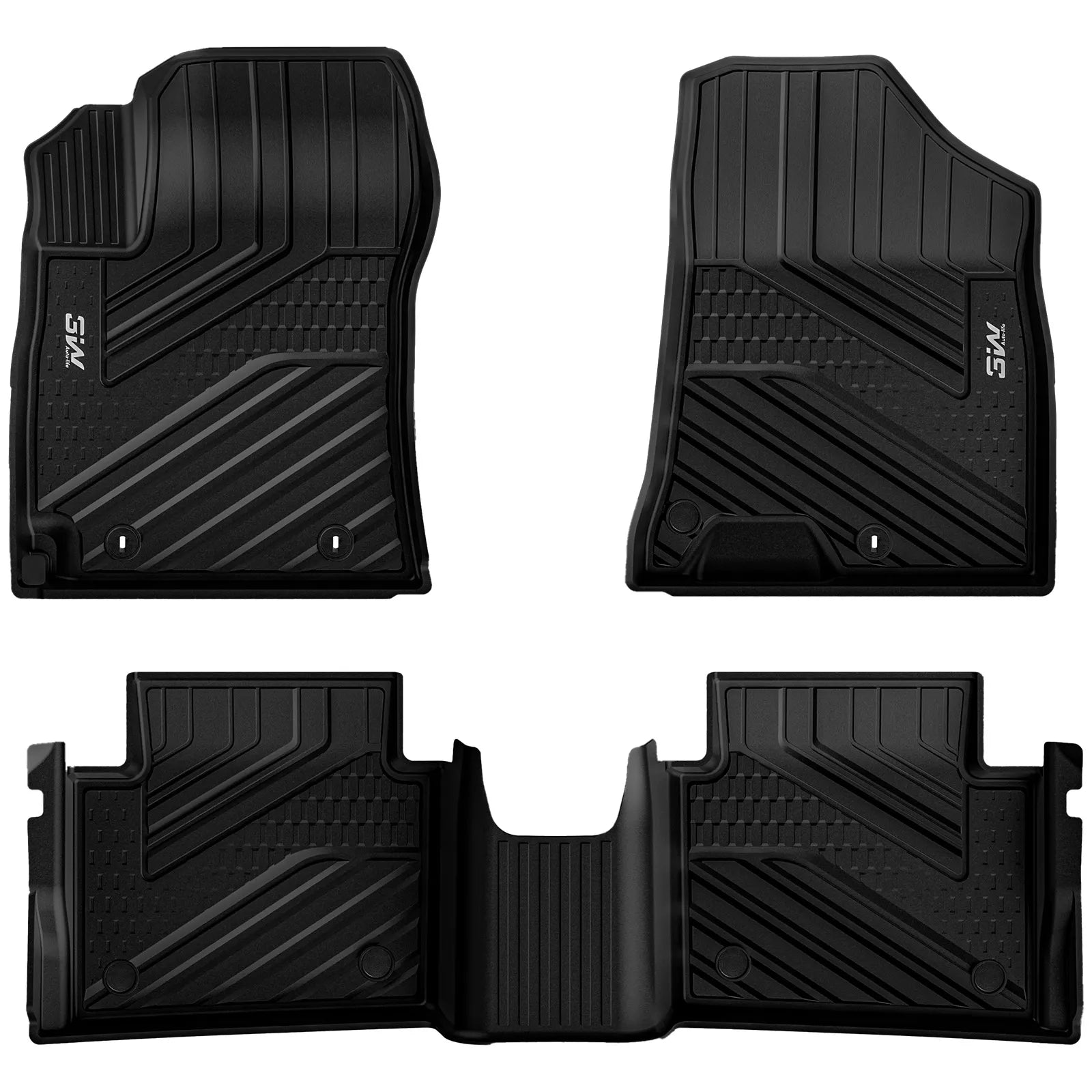 3W Floor Mats Compatible with Hyundai Kona 2026 2025 2024 (Gas Models Only), TPE All-Weather Heavy Duty Custom Fit Floor Mats, Black (Not for EV/Hybrid)