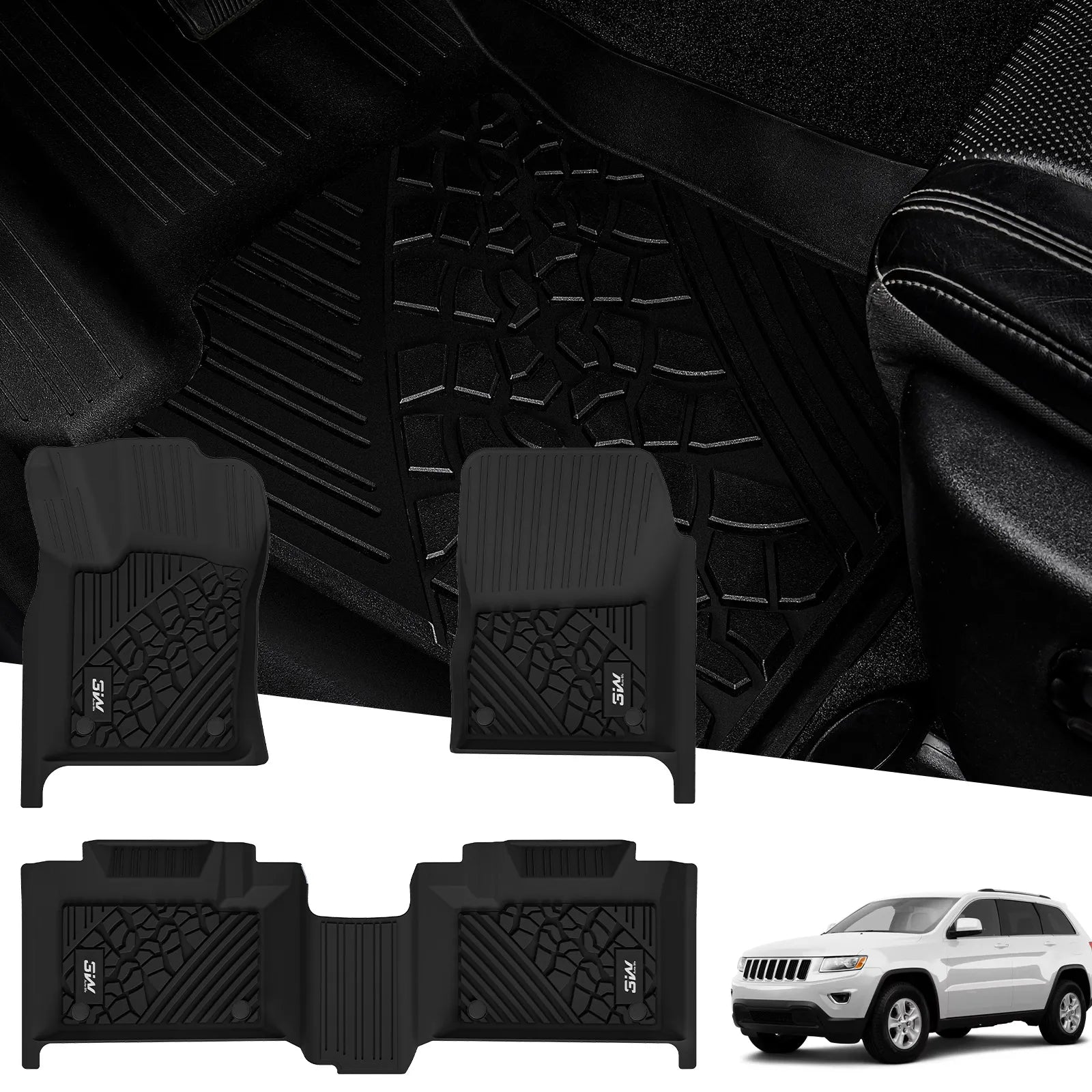 3W Floor Mats Compatible with Hyundai Kona 2026 2025 2024 (Gas Models Only), TPE All-Weather Heavy Duty Custom Fit Floor Mats, Black (Not for EV/Hybrid)