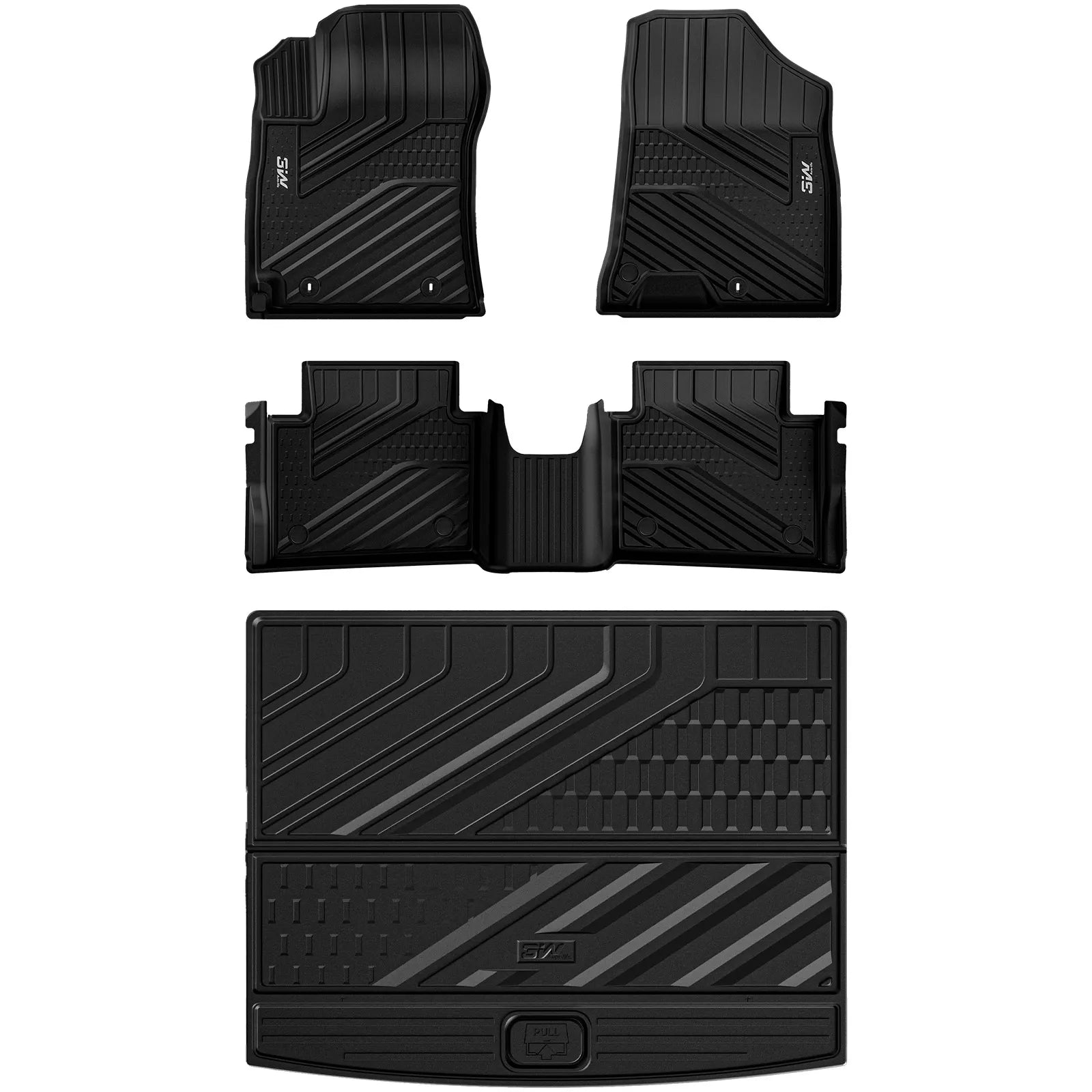 3W Floor Mats & Cargo Liner Compatible with Hyundai Kona 2026 2025 2024 (Gas Models Only), TPE All-Weather Heavy Duty Custom Fit Car Accessories Full Set, Black (Not for EV/Hybrid)