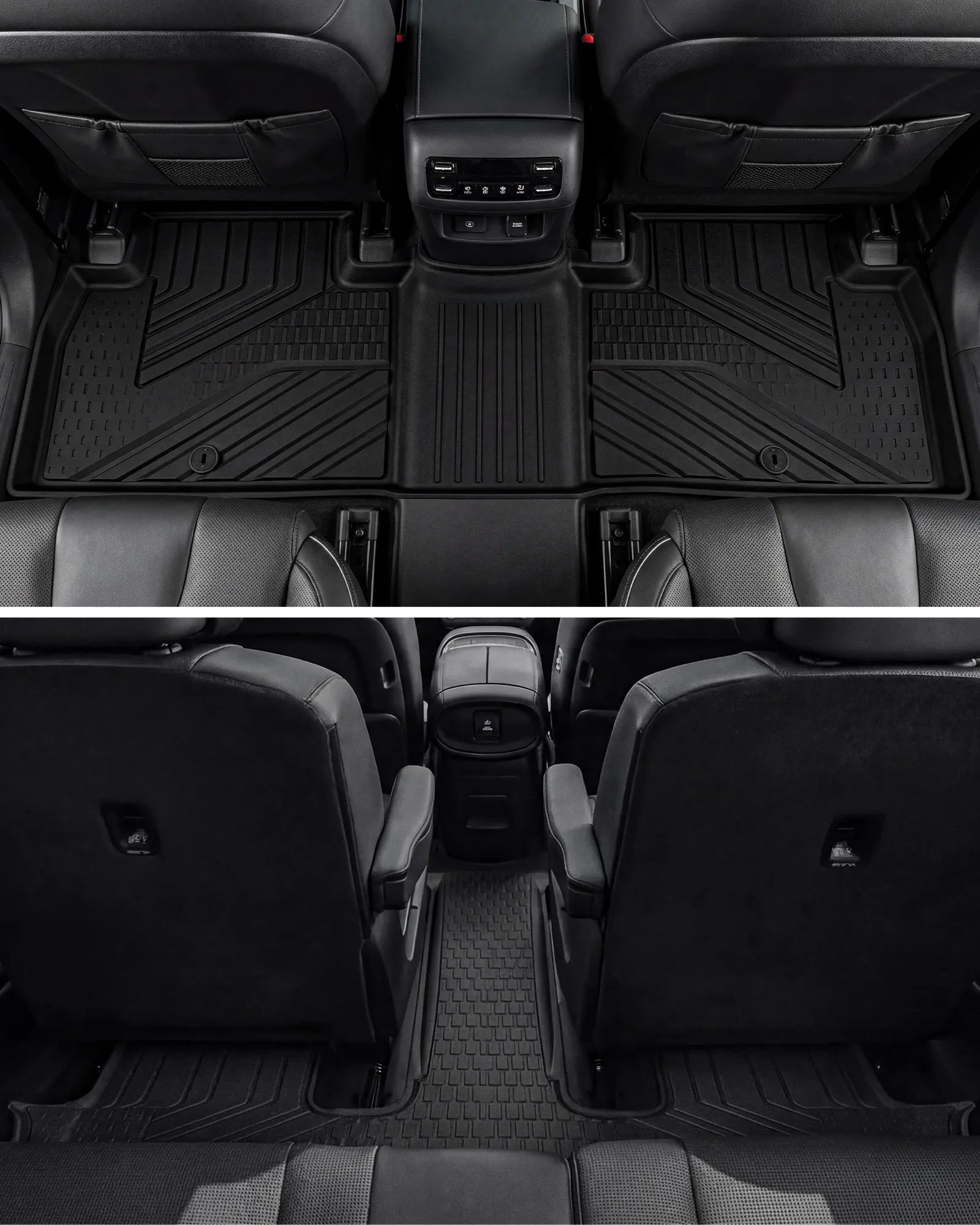 3W Floor Mats & Backrest Mats & Cargo Mats for Hyundai Palisade 2026 7/8 Passenger(Only Fit Gas), All Weather TPE Interior Protector Floor Liner, Custom Fit Full Set Car Mats Accessories, Black
