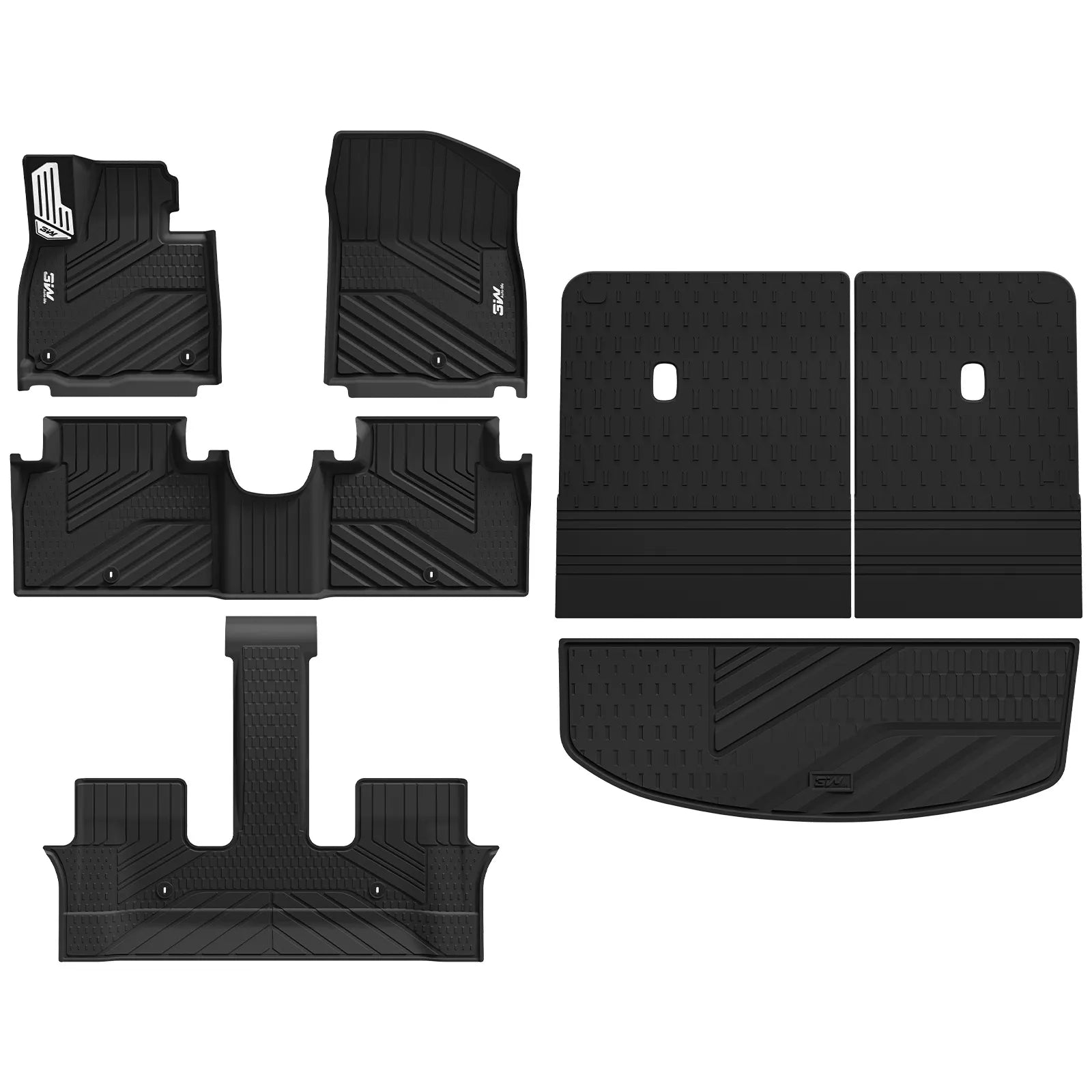 3W Floor Mats & Backrest Mats & Cargo Mats for Hyundai Palisade 2026 7/8 Passenger(Only Fit Gas), All Weather TPE Interior Protector Floor Liner, Custom Fit Full Set Car Mats Accessories, Black