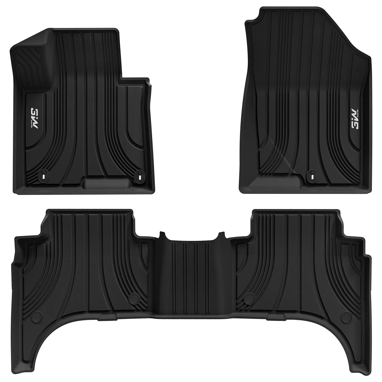3W Floor Mats Custom for Hyundai Santa Cruz Pickup 2025 2024 2023 2022 All Weather Protection TPE Heavy Duty Non-Slip Automotive Floor Liners Fits 1st & 2nd Row Full Set Accessories, Black