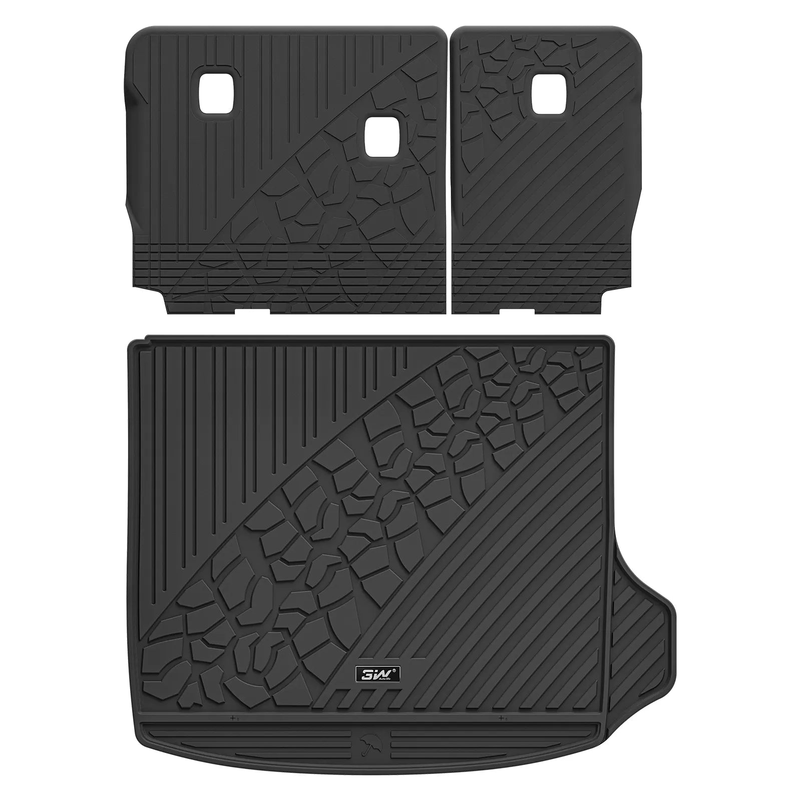 3W Seat Back Protector Cargo Mat for 2022-2025 Jeep Grand Cherokee Accessories, Full Coverage All Weather Trunk Cargo Liner with Backrest Protectors (Include 4xe Not for L or WK), Black