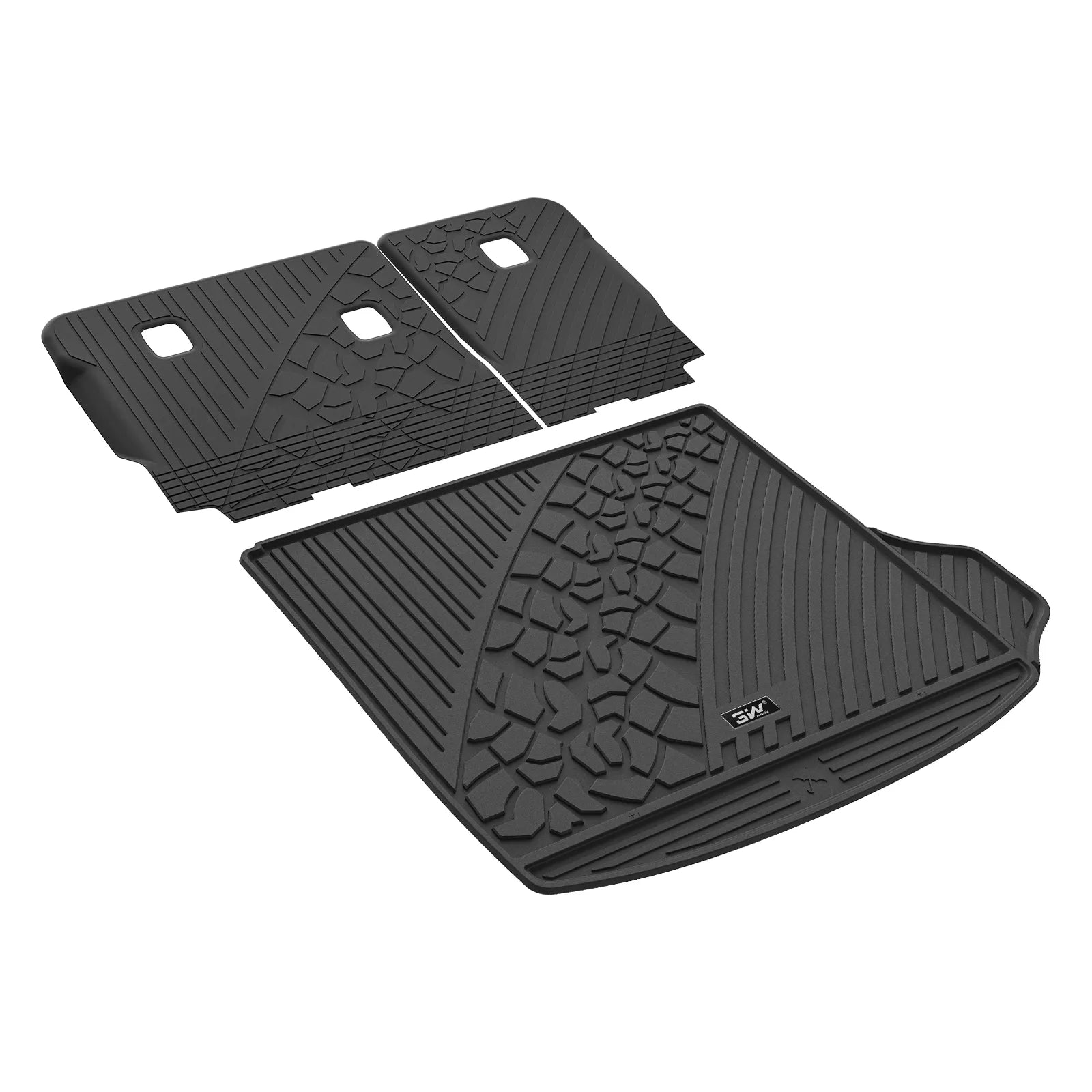 3W Seat Back Protector Cargo Mat for 2022-2025 Jeep Grand Cherokee Accessories, Full Coverage All Weather Trunk Cargo Liner with Backrest Protectors (Include 4xe Not for L or WK), Black