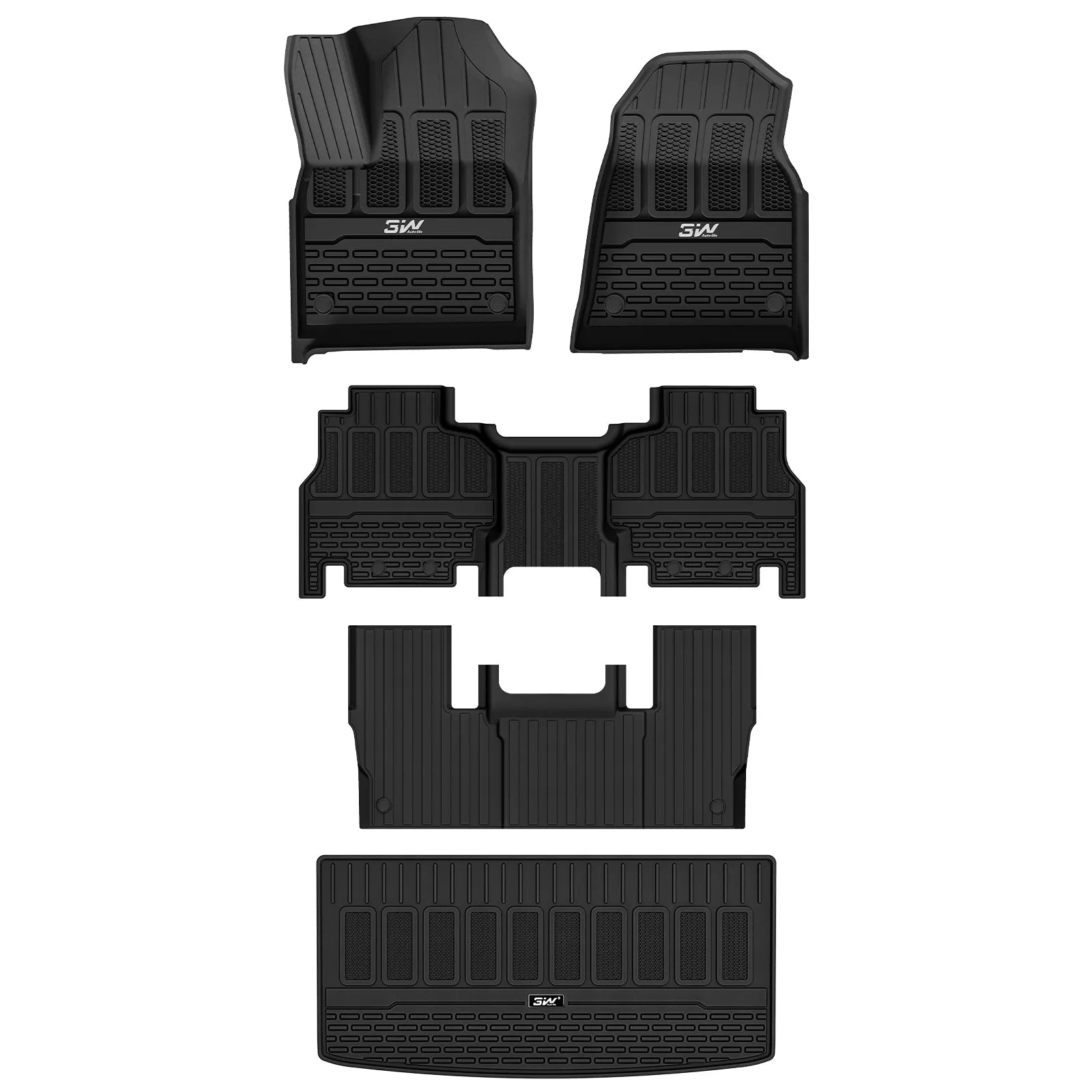 3W Floor Mats & Cargo Liner Fit for Jeep Grand Wagoneer 2022-2025 2026 7 seat, TPE Custom Fit Wagoneer Floor Liner for 1-3 Rows and Trunk Mats Full Set Car Accessories