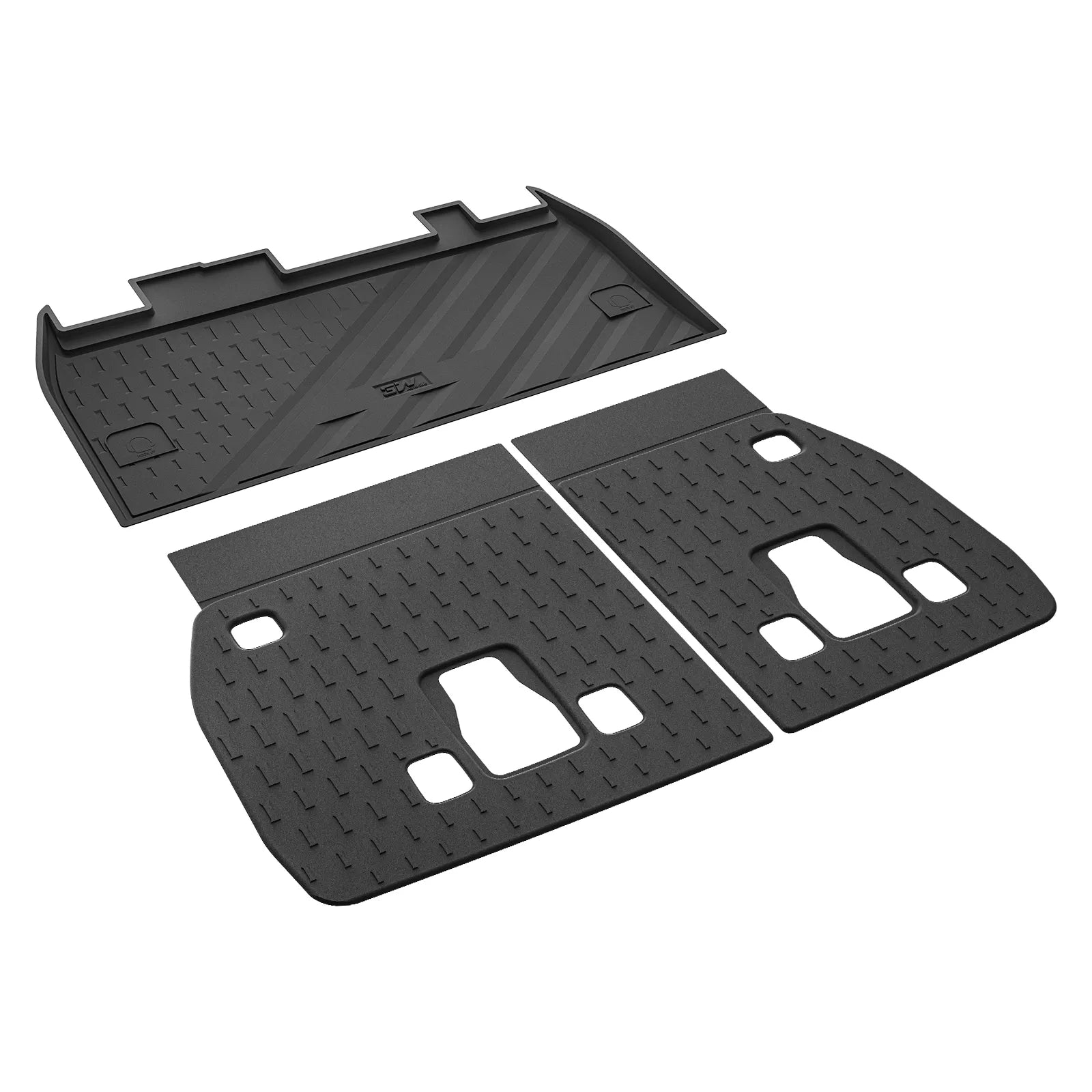 3W Trunk Mat & Seat Back Protector Fit Kia Carnival Hybrid (Only for 8 Seats), All Weather TPE Custom Fit Cargo Liner with Seat Back Protector for Kia Carnival Accessories, Black