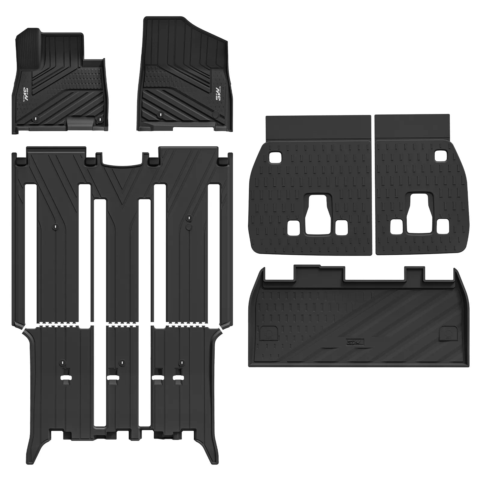 3W Floor Mats & Seat Back Protector & Cargo Liner for Kia Carnival Hybrid 2025 2026(Only Fit 8 Seats),Custom Fit All Weather TPE Full Set Floor Liner Trunk Mat with Seat Back Protector Accessoires, Black