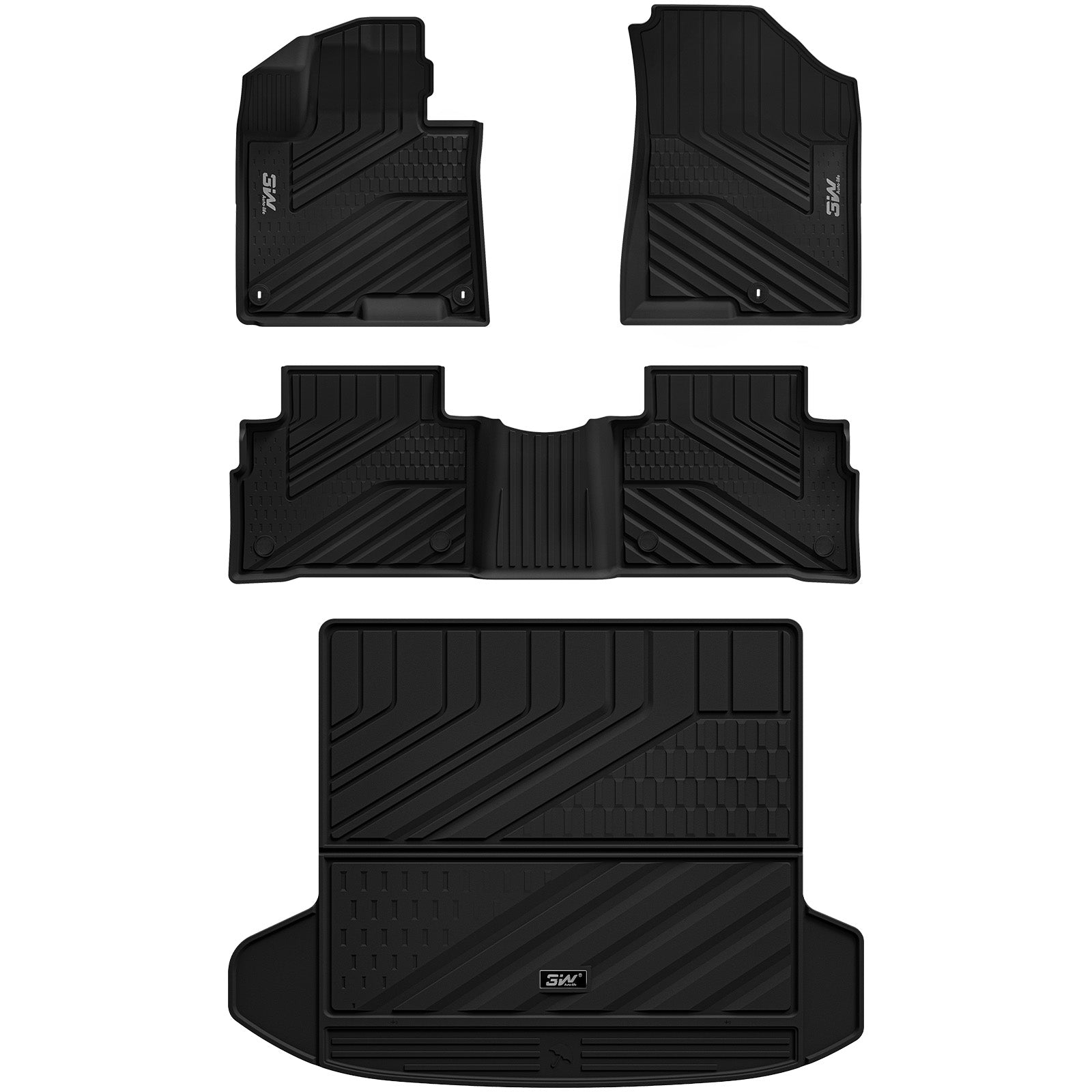 3W Floor Mats & Cargo Liner (with Subwoofer) Fit Kia Sportage (Not Fit Hybrid or PHEV) 2023-2025 2026 TPE All Weather Custom Fit Floor Liner for Kia Sportage Full Set Car Mats, Black