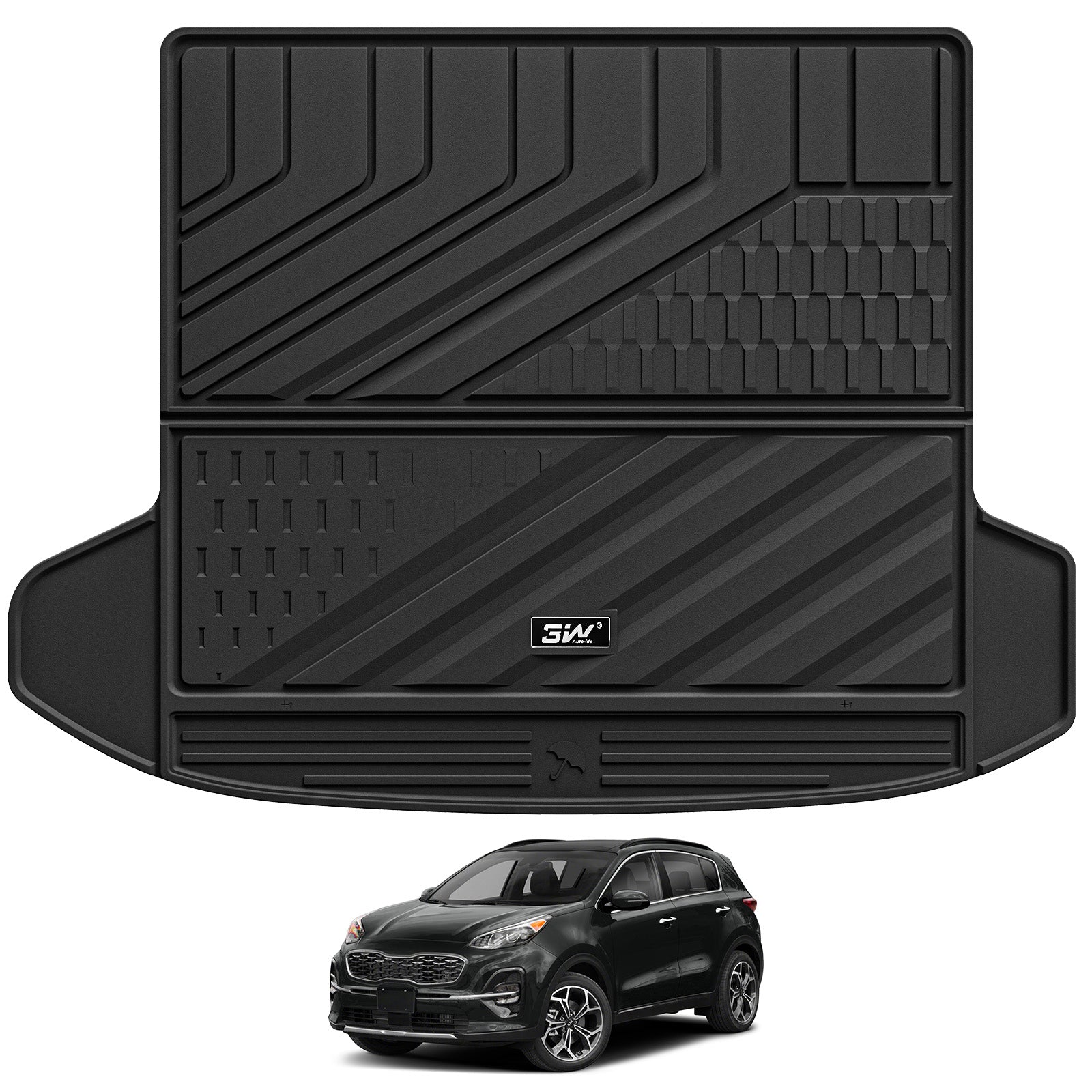 3W Cargo Liner for Kia Sportage(with Subwoofer) 2023-2025 2026, TPE All Weather Custom Fit Cargo Liner for Kia Sportage for Cargo Mat Anti-Slip Heavy Duty Accessorious, Black (Not Fit Hybrid or PHEV)