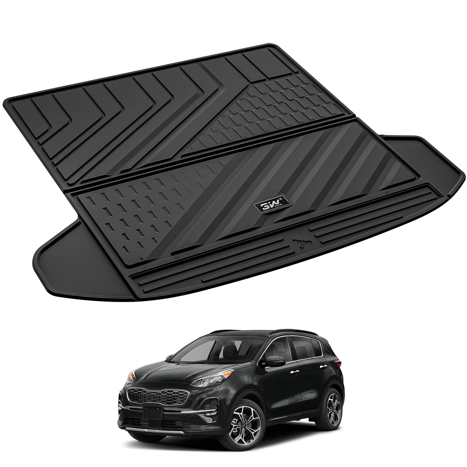 3W Cargo Liner for Kia Sportage(with Subwoofer) 2023-2025 2026, TPE All Weather Custom Fit Cargo Liner for Kia Sportage for Cargo Mat Anti-Slip Heavy Duty Accessorious, Black (Not Fit Hybrid or PHEV)