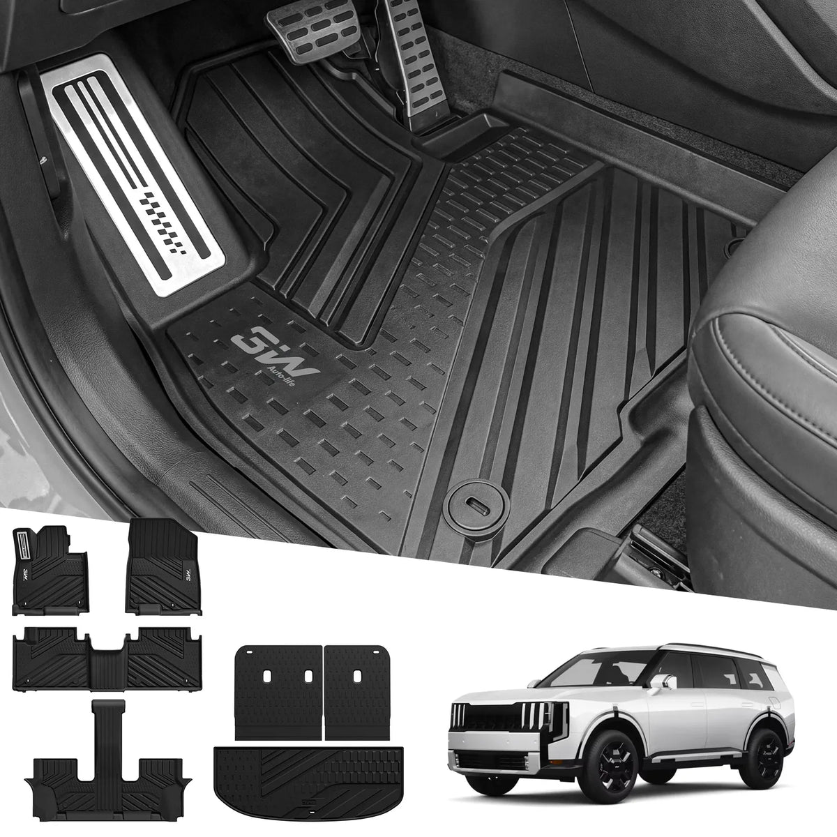 3W 2027 Kia Telluride Hybrid 7 & 8 Seats Floor Mats & Cargo Liner | Thorex™ All-Weather Protection